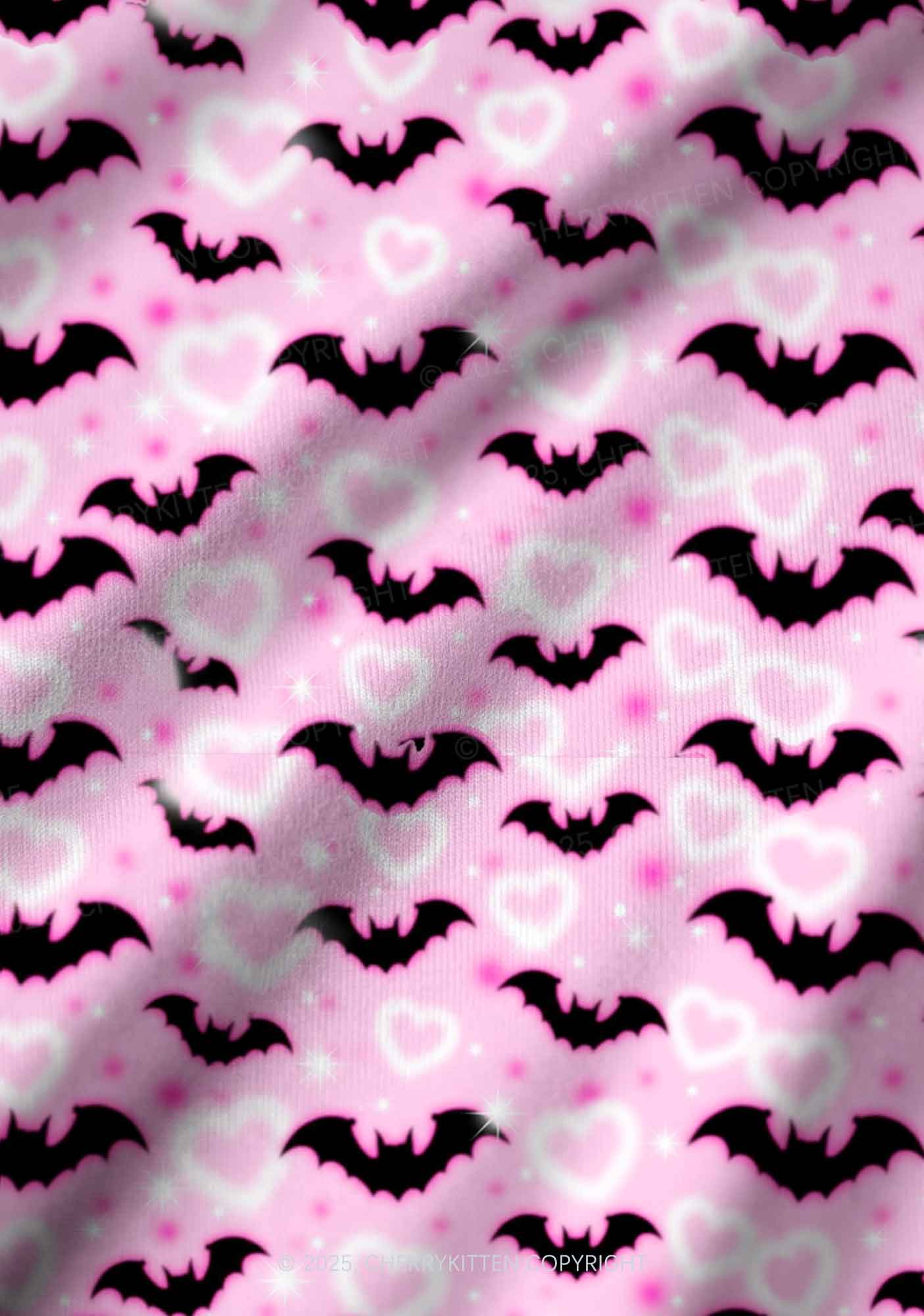Bat Princess Valentine's Day Y2K Print Long Sleeve Pajama Set Cherrykitten - Image 3