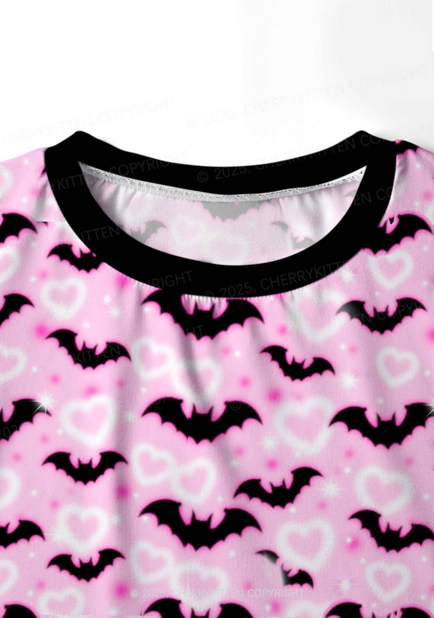 Bat Princess Valentine's Day Y2K Print Long Sleeve Pajama Set Cherrykitten - Image 5