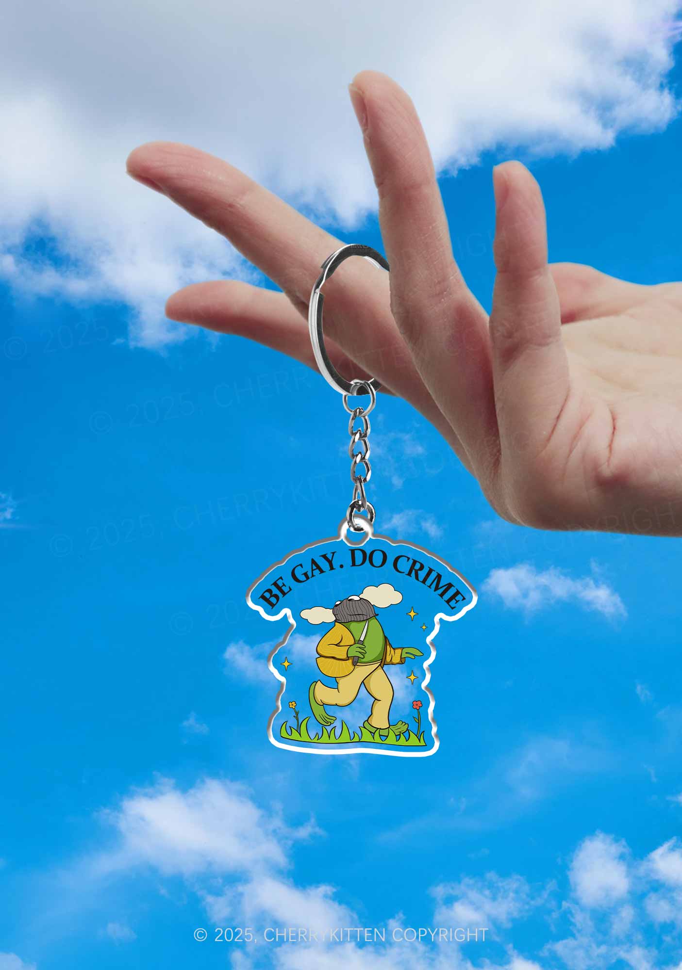 Be Gay Do Crime Frog Pride 1Pc Y2K Keychain Cherrykitten - Image 2