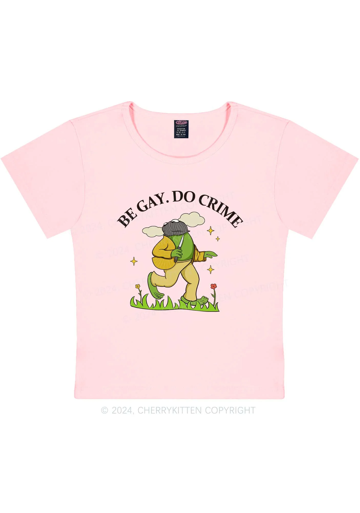 Be Gay Do Crime Frog Y2K Baby Tee Cherrykitten - Image 11