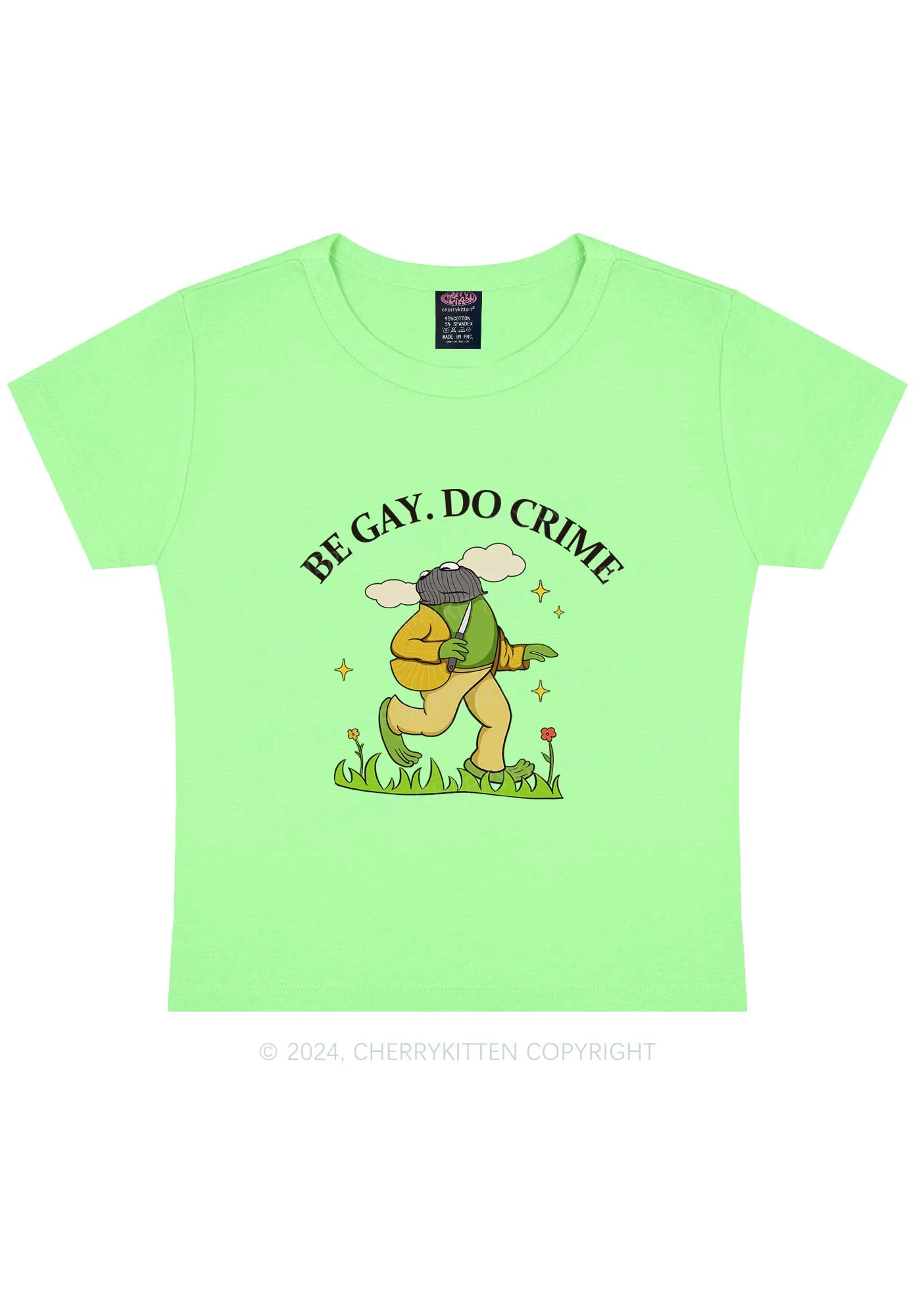 Be Gay Do Crime Frog Y2K Baby Tee Cherrykitten - Image 12