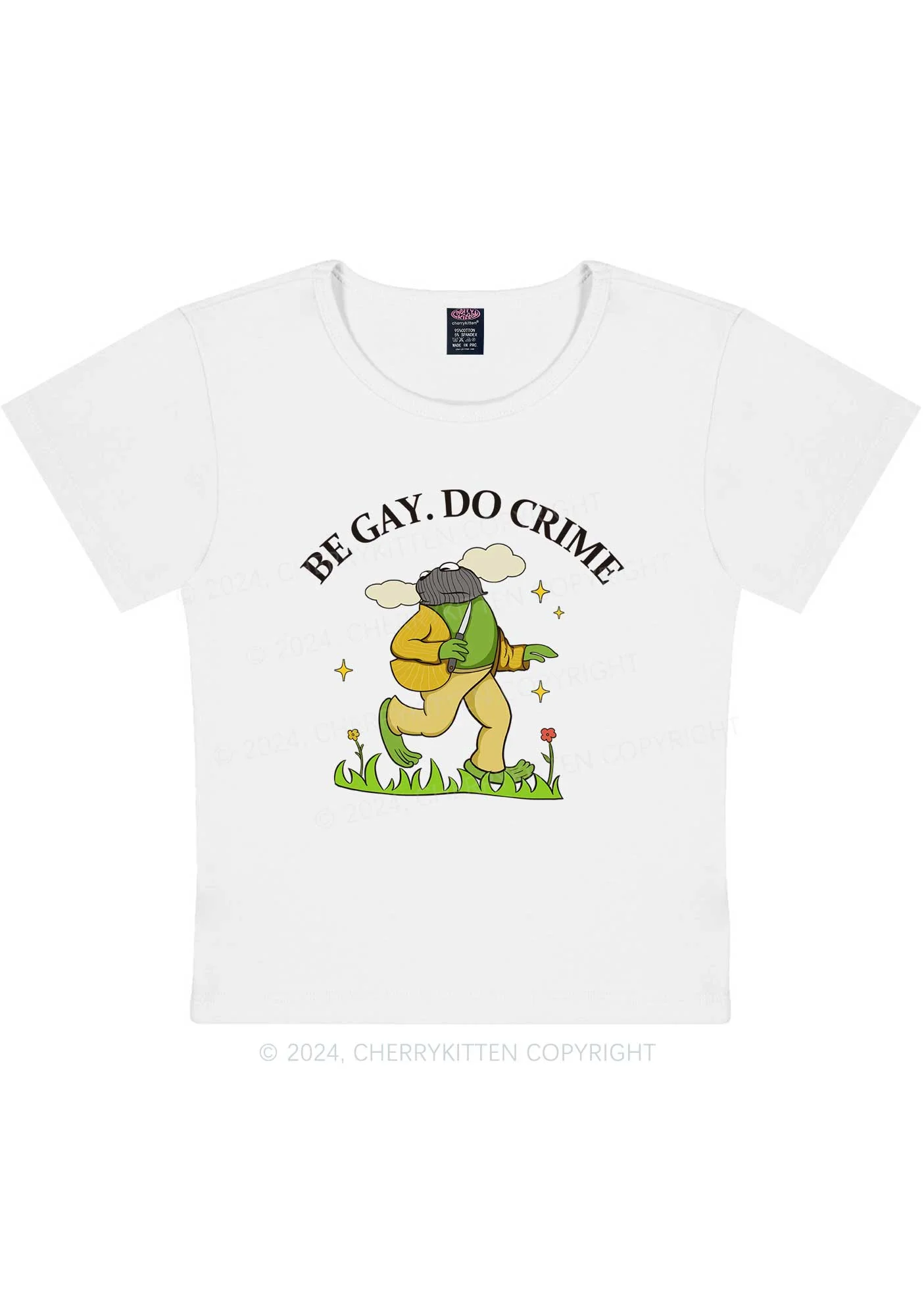 Be Gay Do Crime Frog Y2K Baby Tee Cherrykitten - Image 5