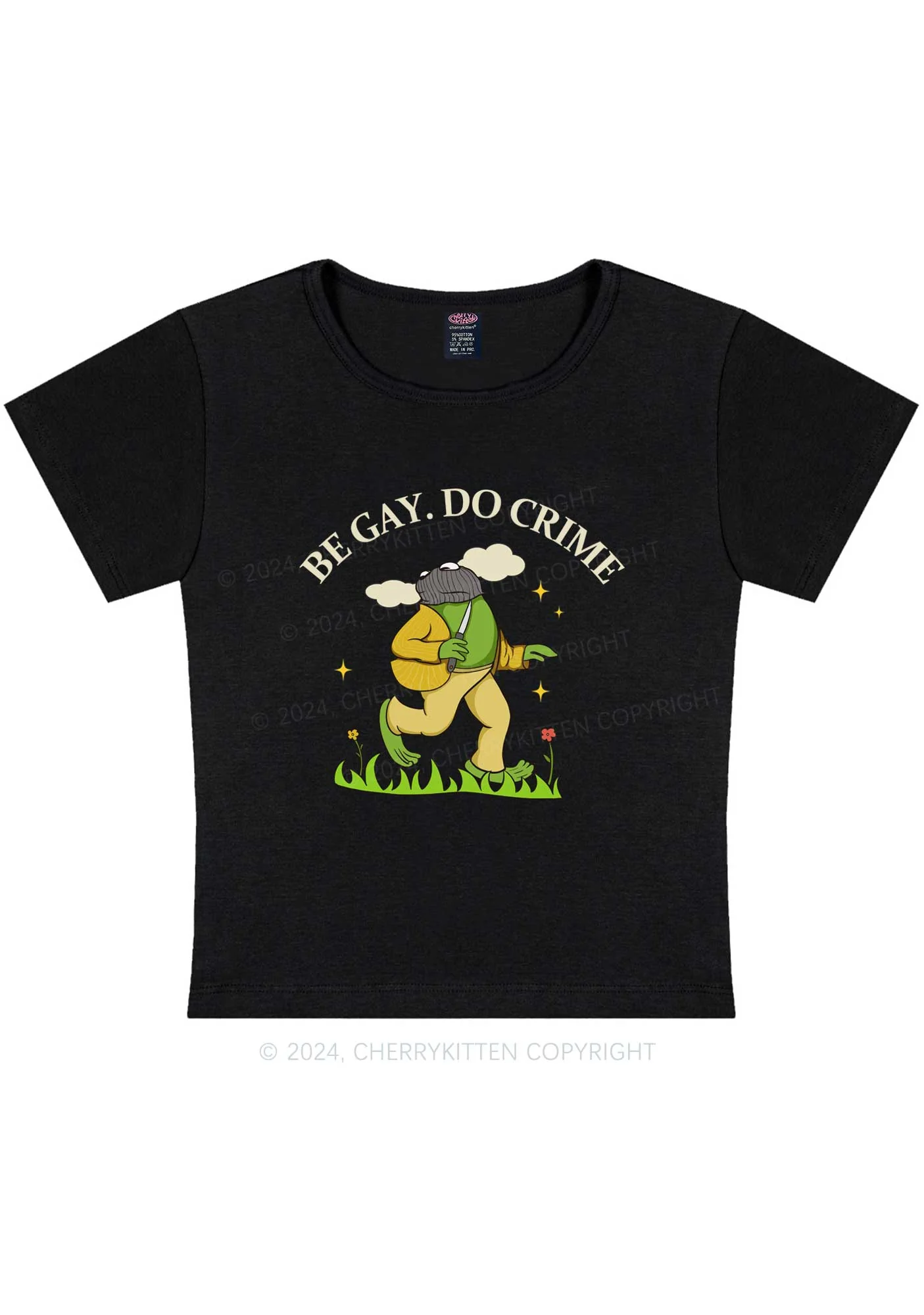 Be Gay Do Crime Frog Y2K Baby Tee Cherrykitten - Image 6