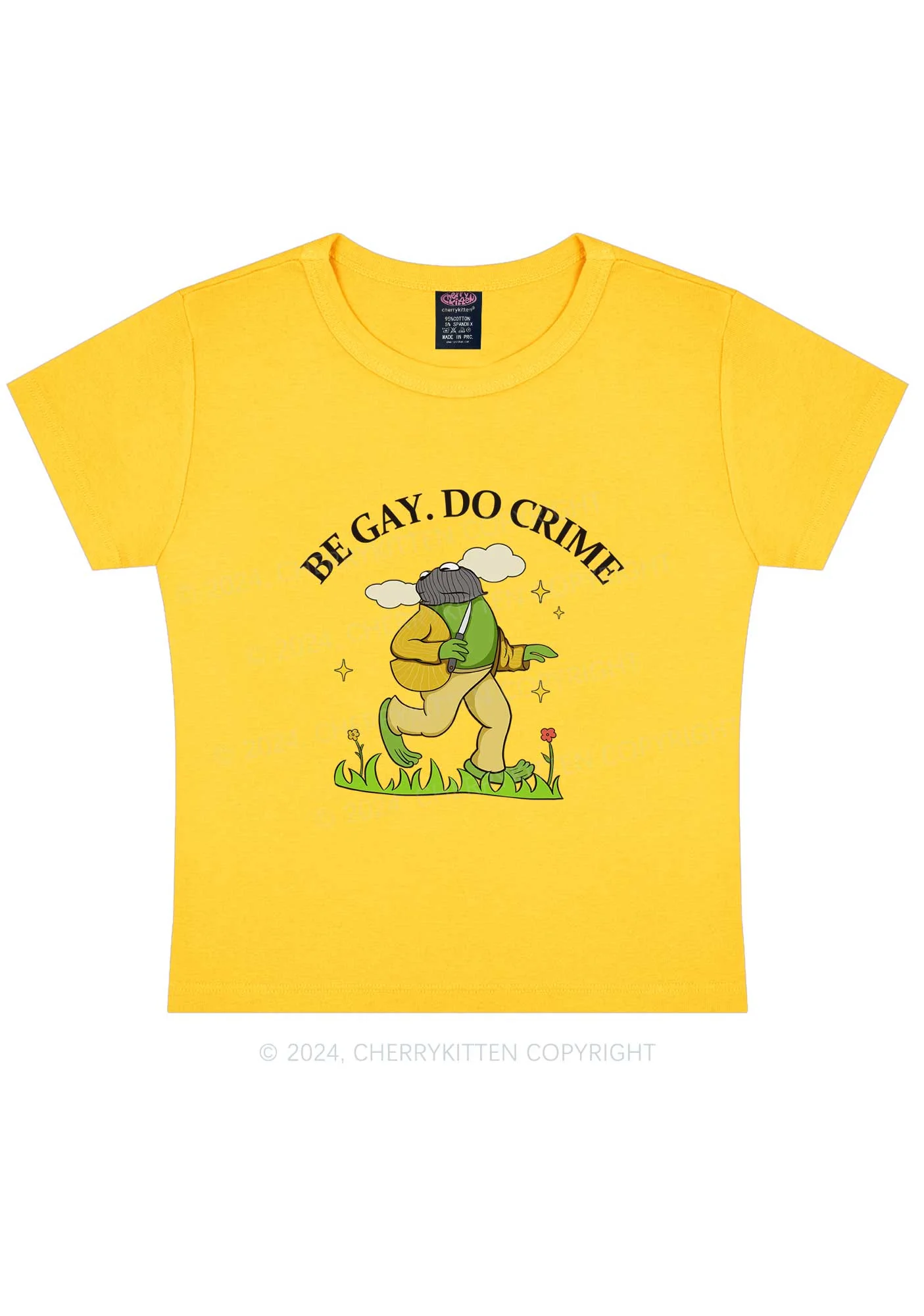 Be Gay Do Crime Frog Y2K Baby Tee Cherrykitten - Image 9