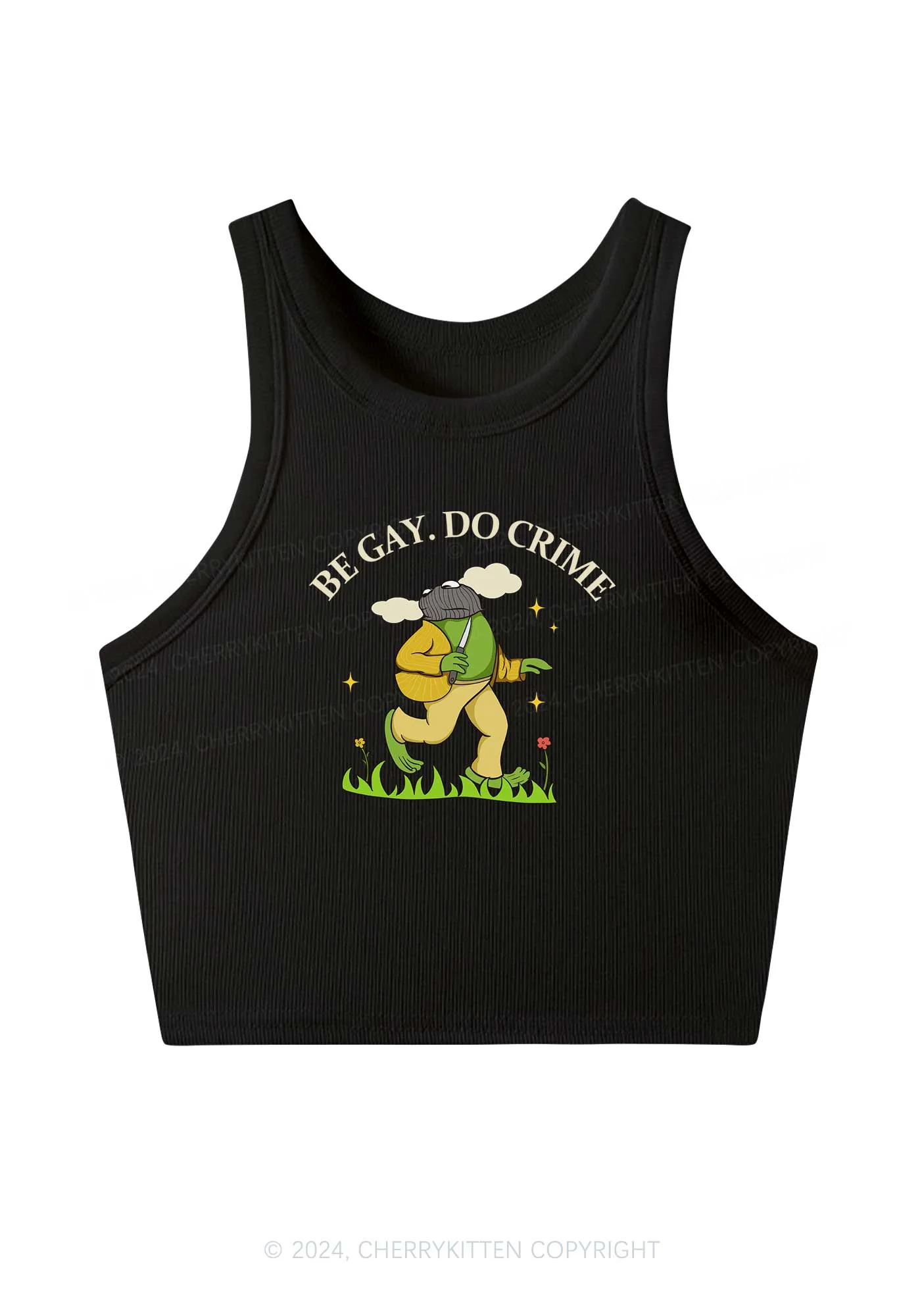 Be Gay Do Crime Frog Y2K Crop Tank Top Cherrykitten - Image 2