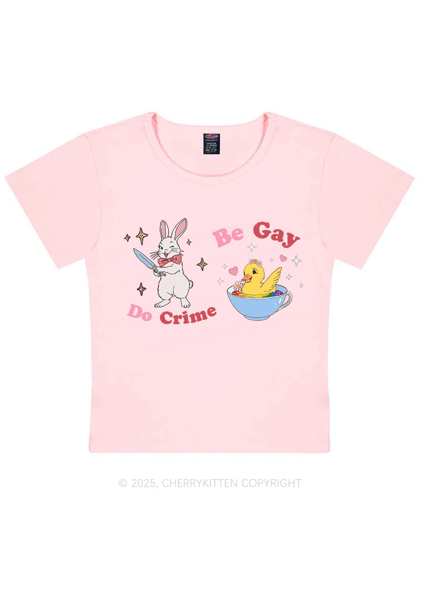 Be Gay Do Crime Pride Y2K Baby Tee Cherrykitten - Image 11