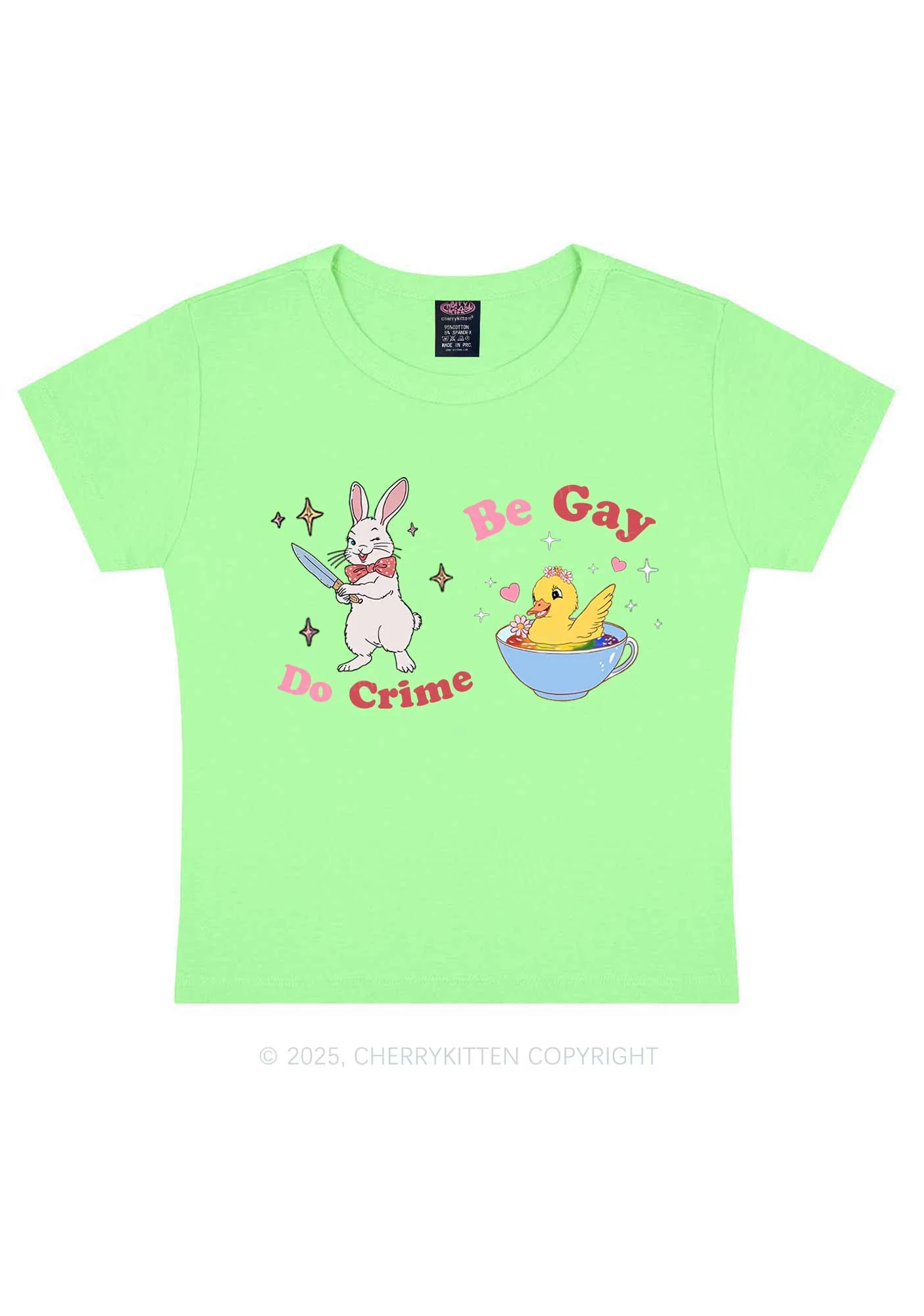 Be Gay Do Crime Pride Y2K Baby Tee Cherrykitten - Image 12