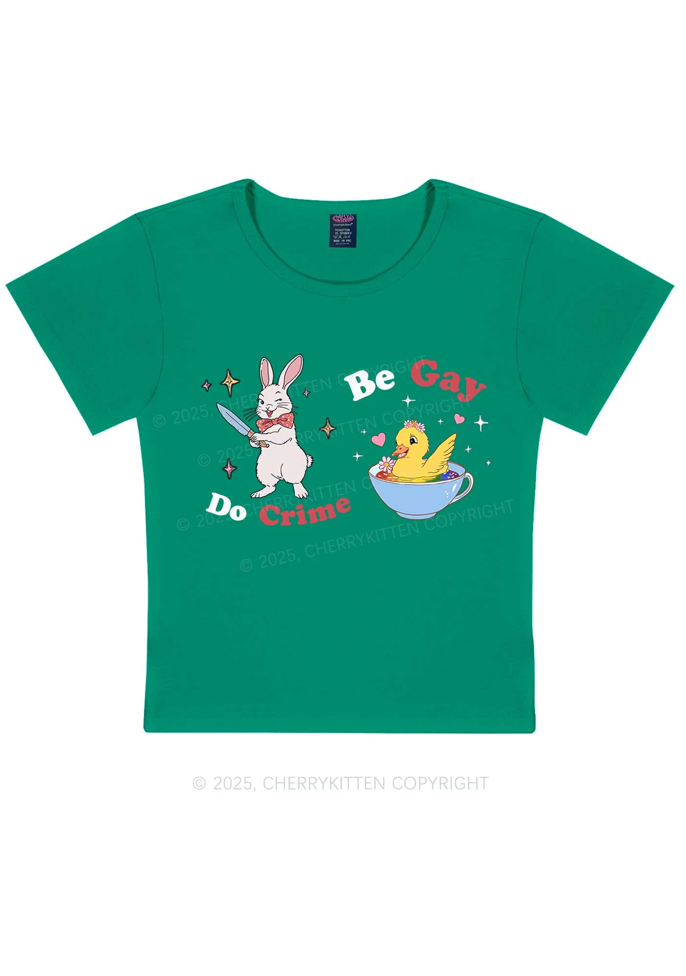 Be Gay Do Crime Pride Y2K Baby Tee Cherrykitten - Image 13