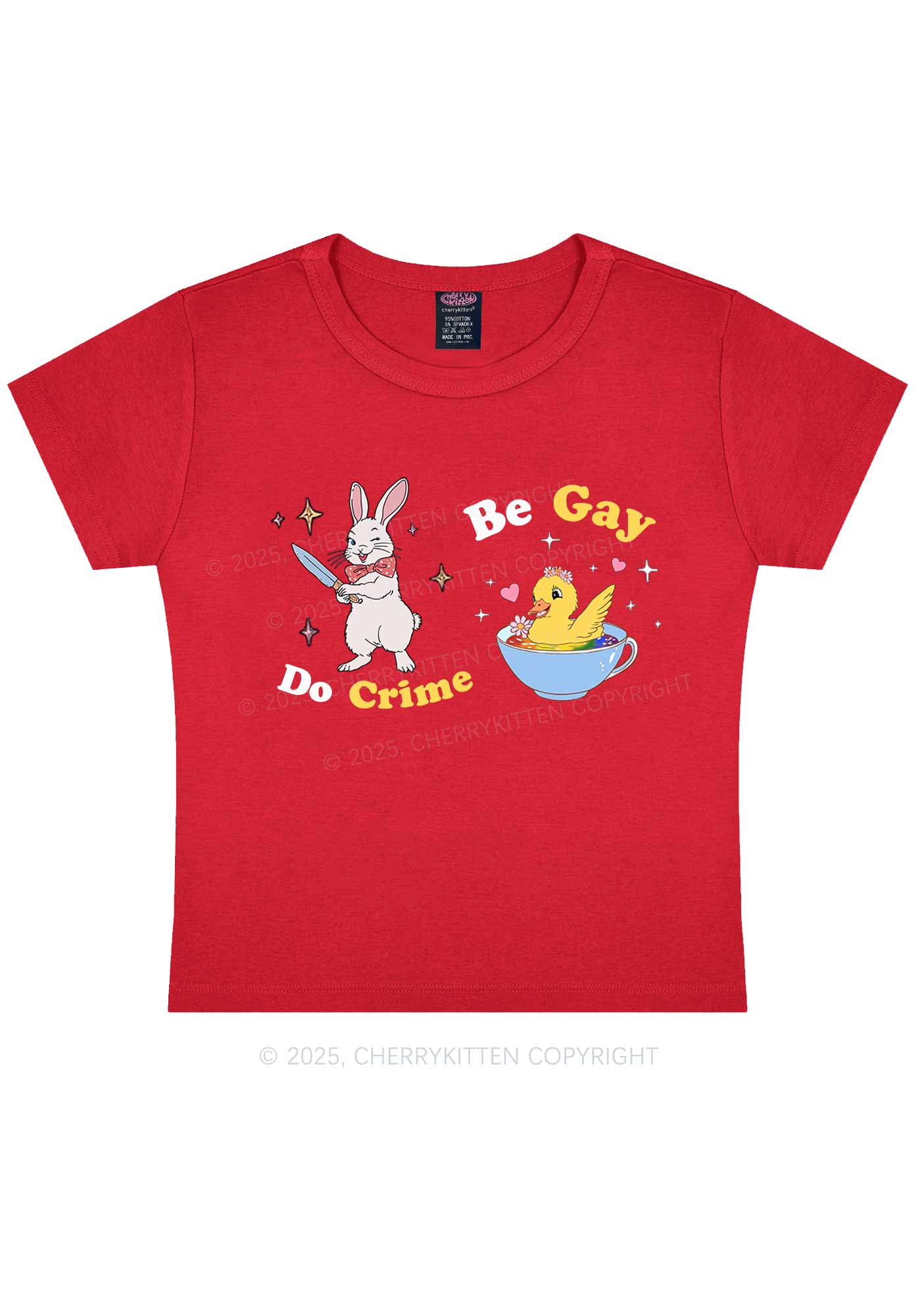 Be Gay Do Crime Pride Y2K Baby Tee Cherrykitten - Image 5