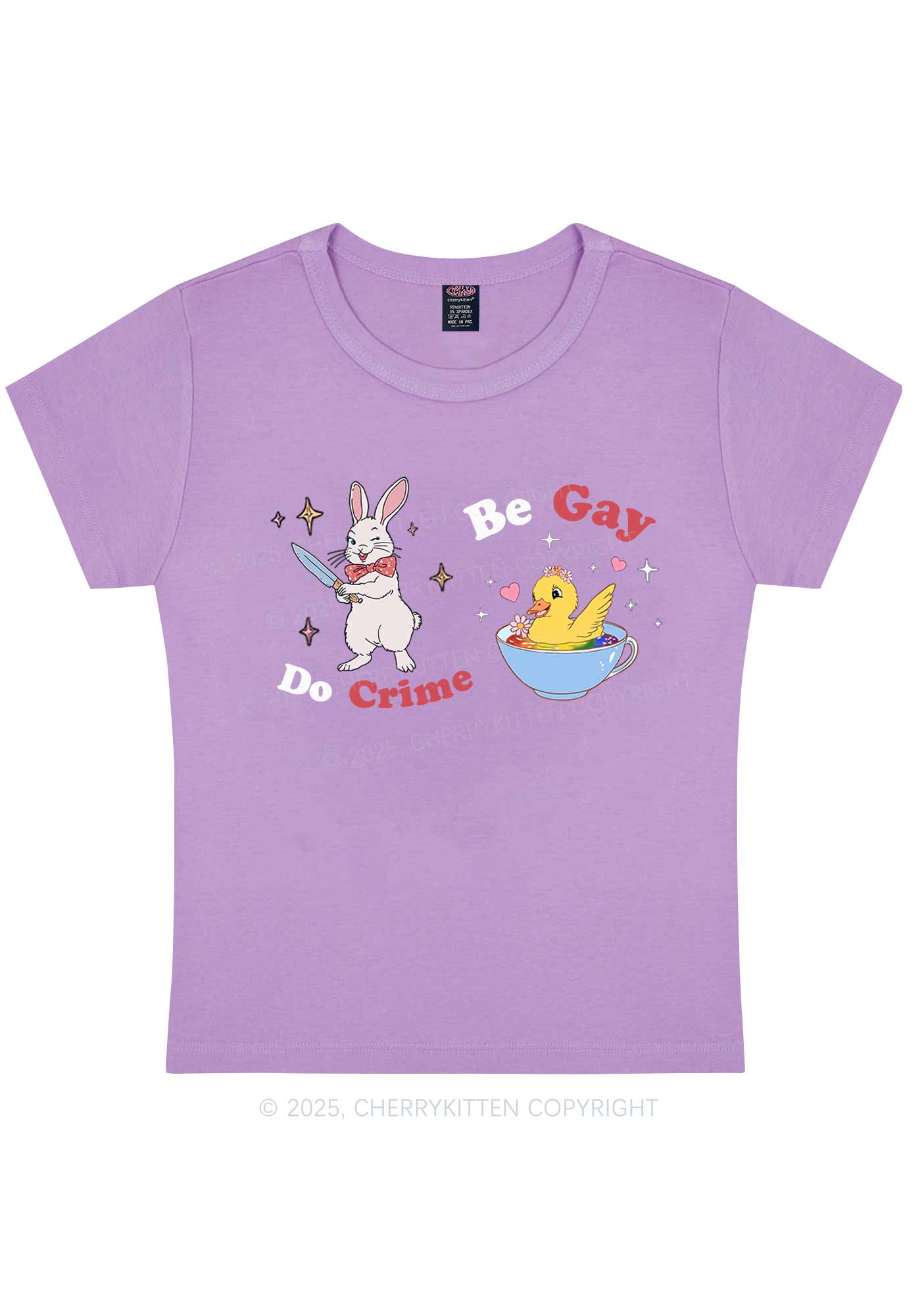Be Gay Do Crime Pride Y2K Baby Tee Cherrykitten - Image 6