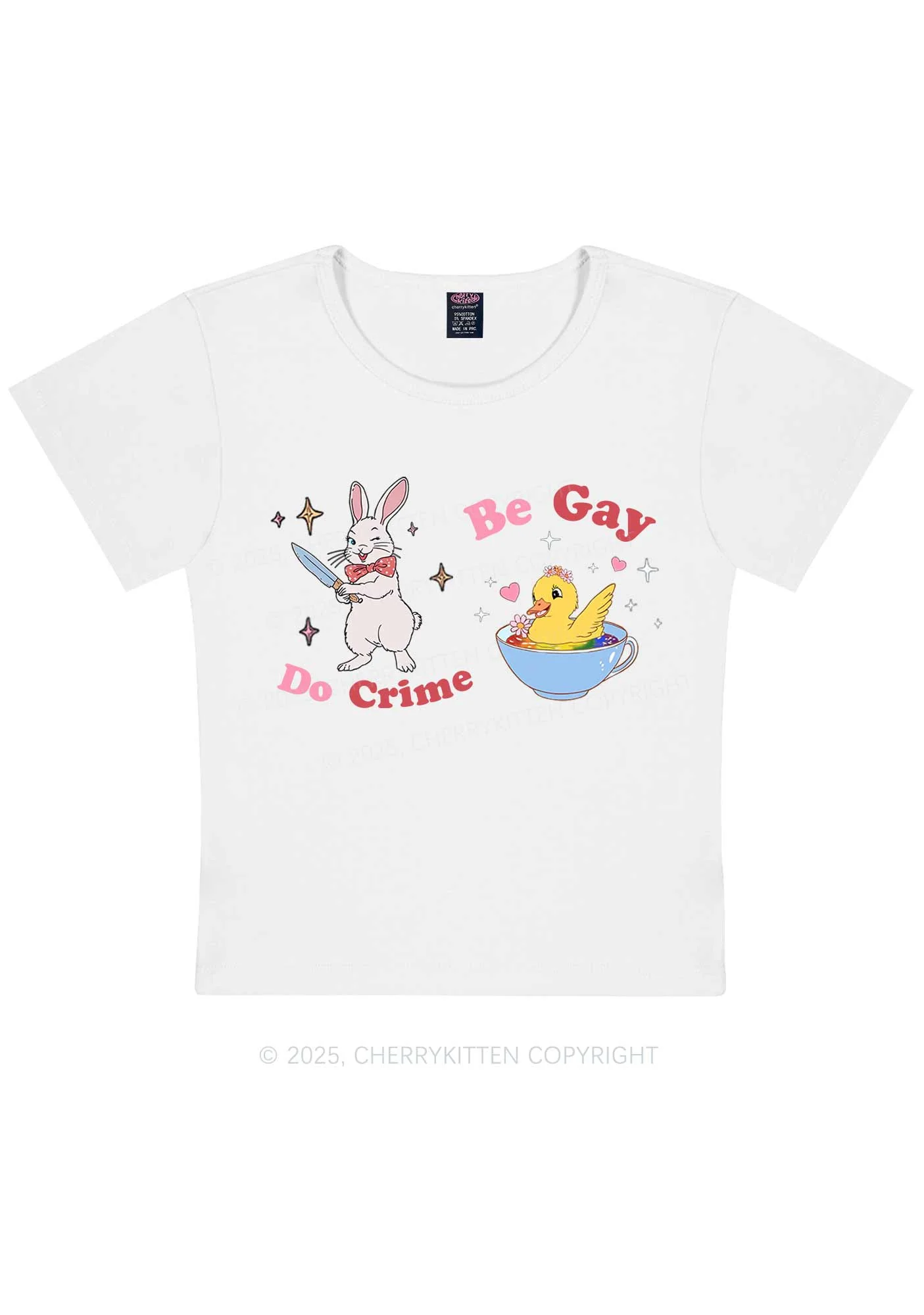 Be Gay Do Crime Pride Y2K Baby Tee Cherrykitten - Image 7