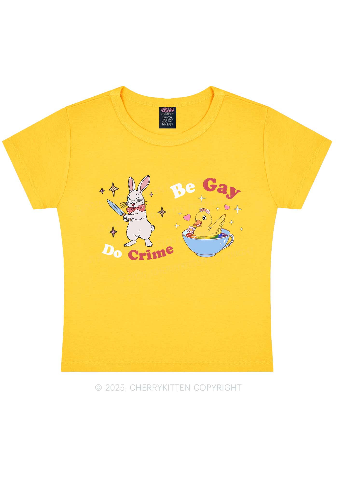 Be Gay Do Crime Pride Y2K Baby Tee Cherrykitten - Image 8