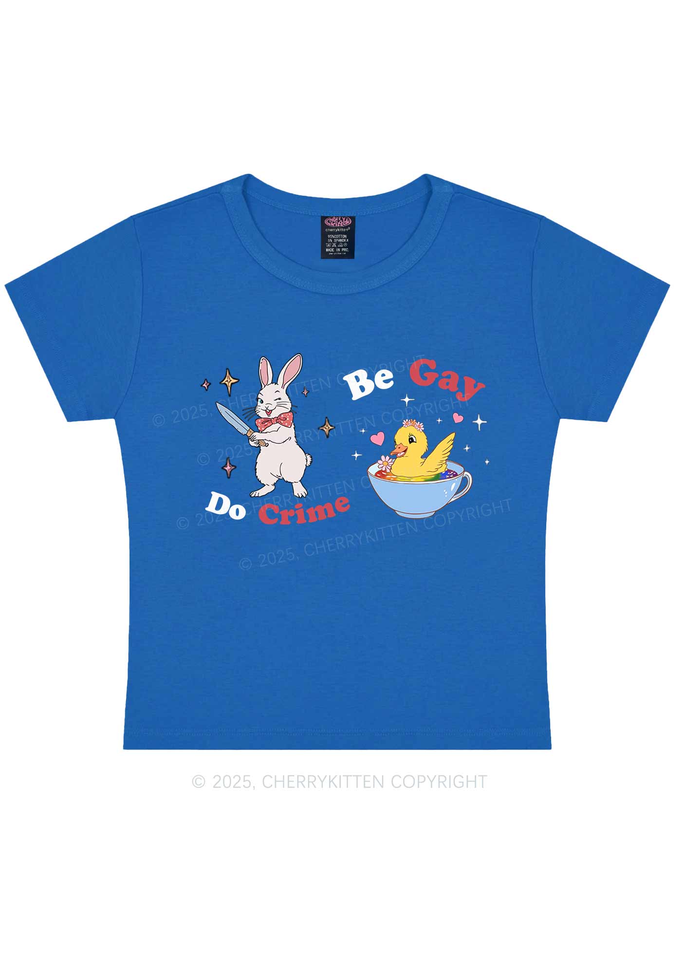 Be Gay Do Crime Pride Y2K Baby Tee Cherrykitten - Image 9