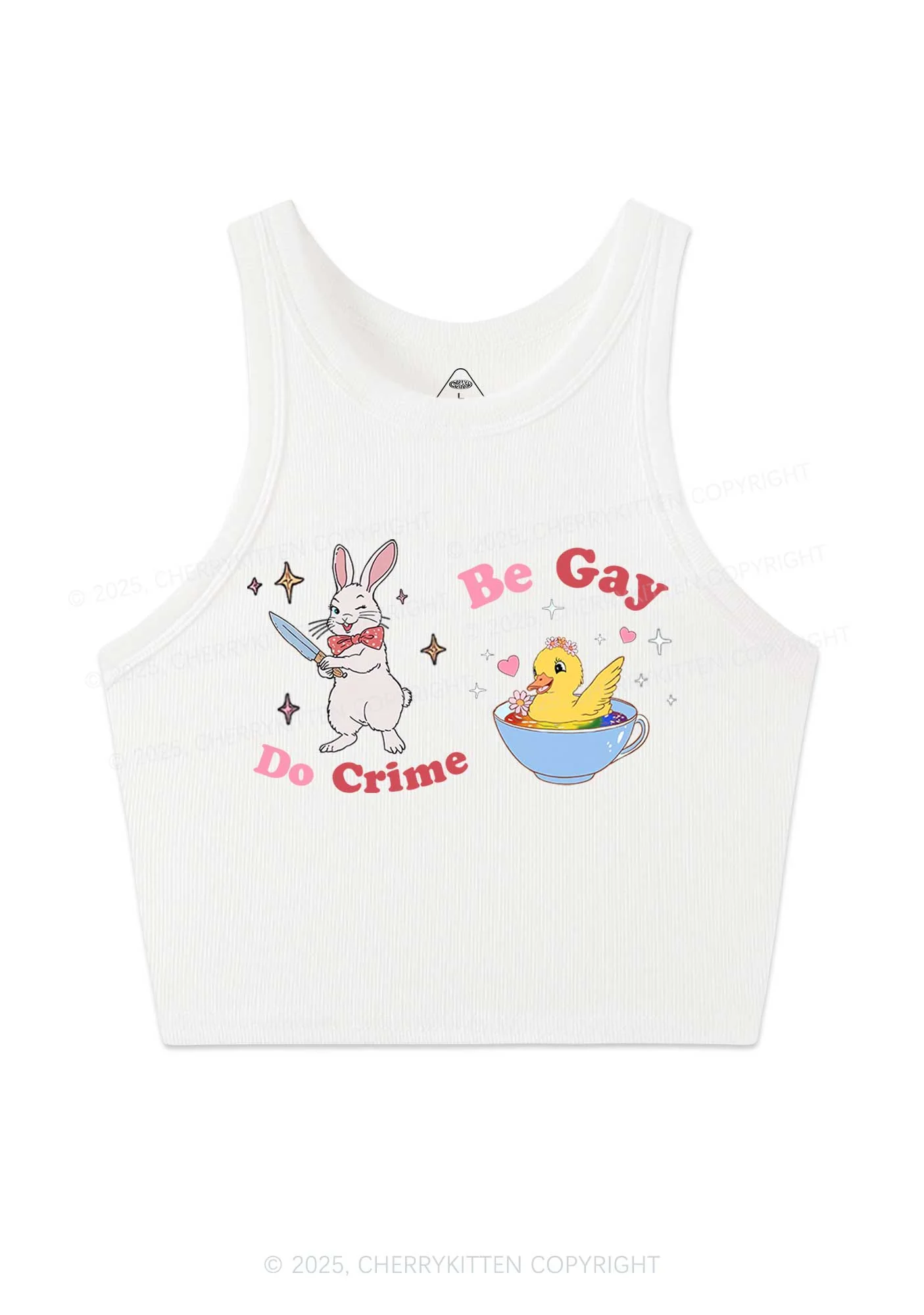 Be Gay Do Crime Pride Y2K Crop Tank Top Cherrykitten - Image 3