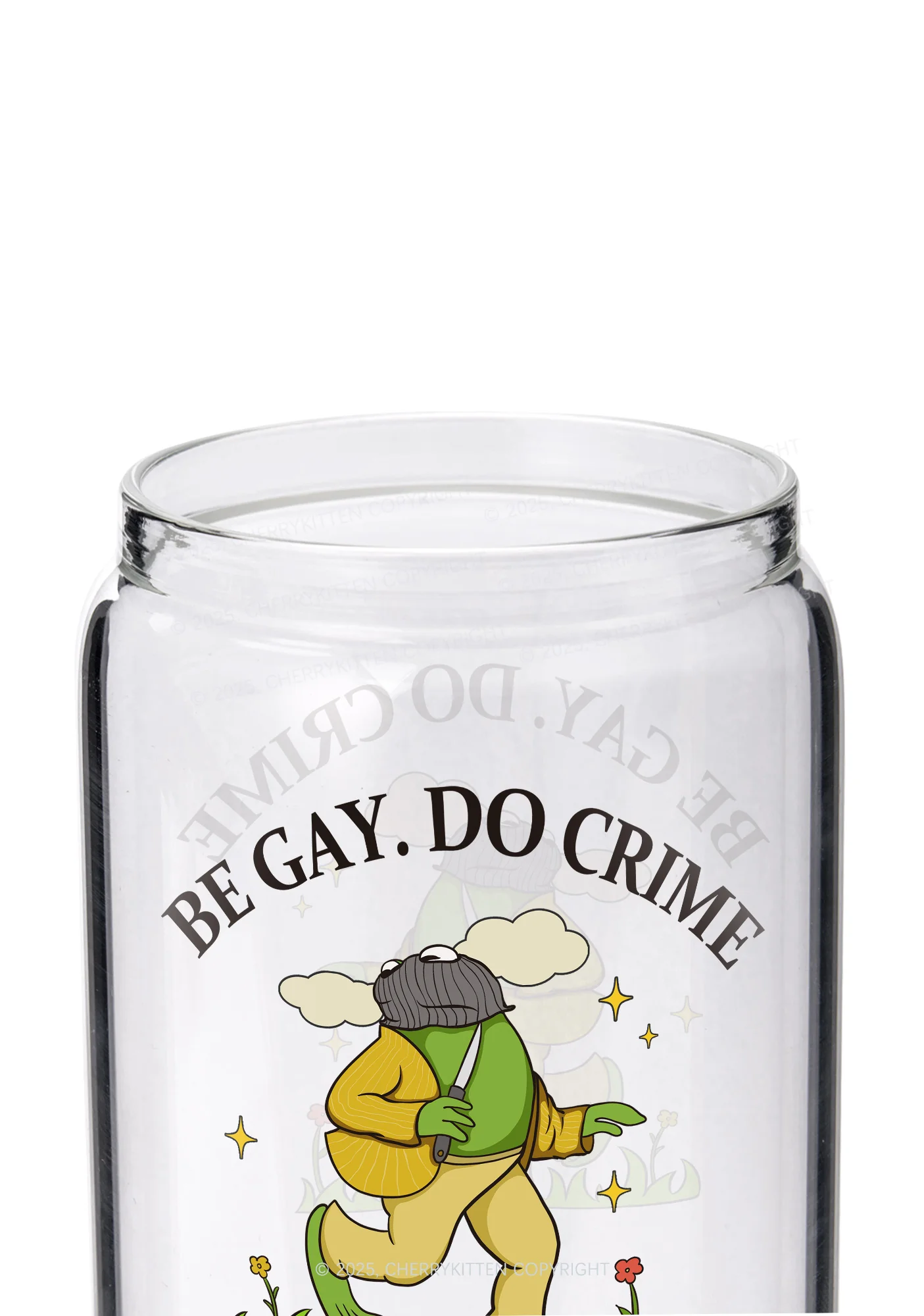Be Gay Do Crime Pride Y2K Printed Glass Cup Cherrykitten - Image 2