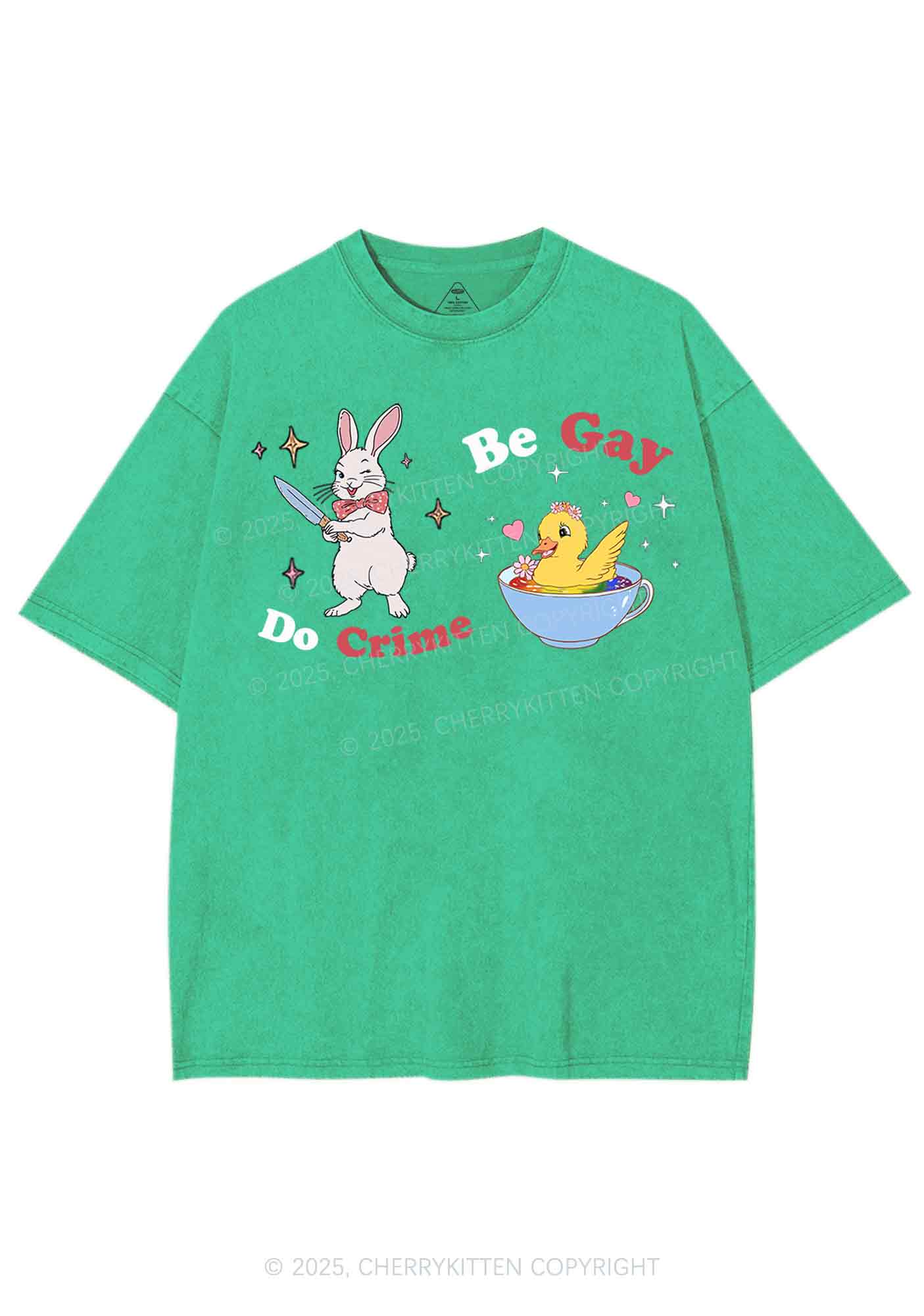 Be Gay Do Crime Pride Y2K Shirts Washed Tee Cherrykitten - Image 5