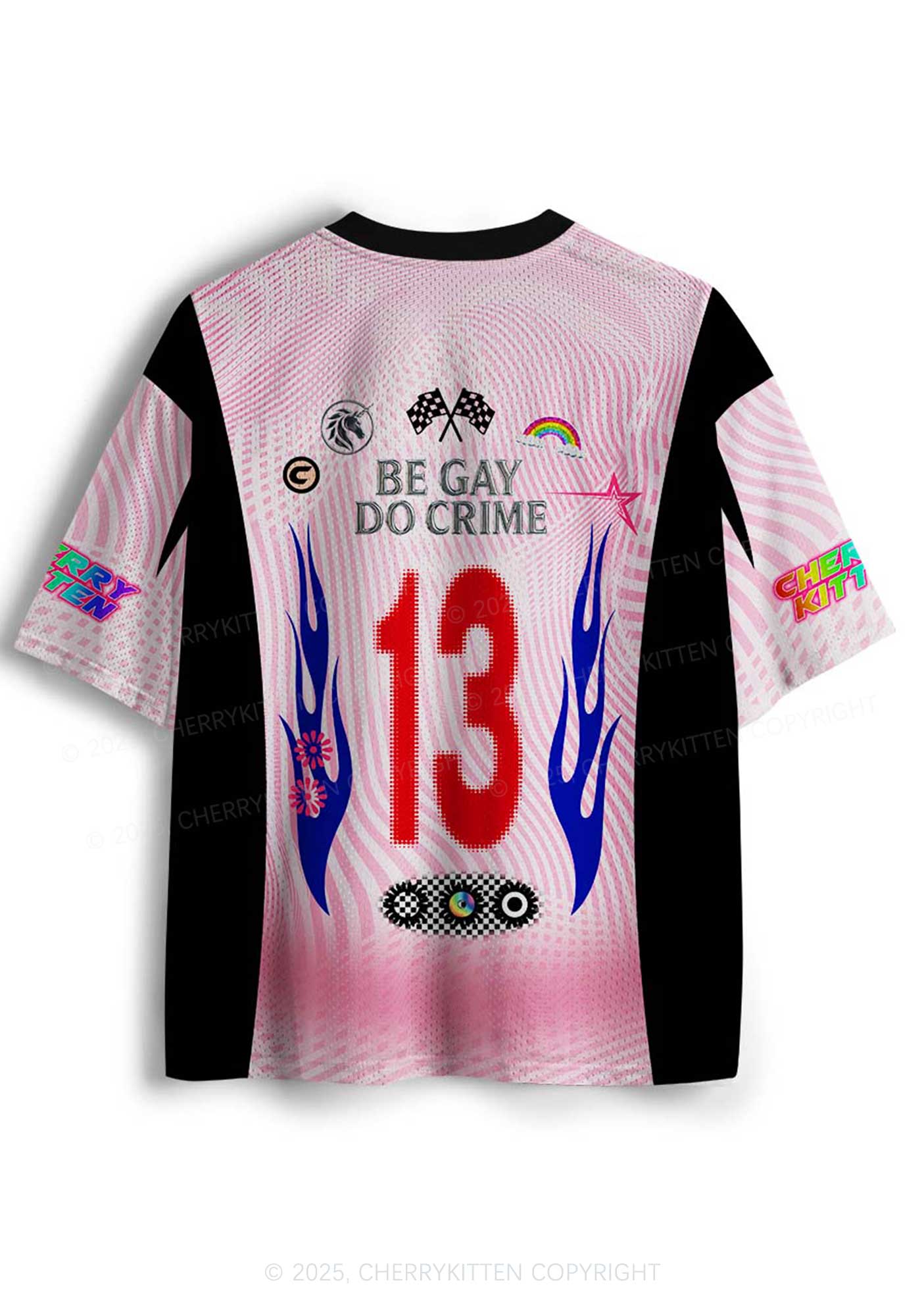 Be Gay Do Crime Pride Y2K Sport Jersey Shirts Cherrykitten - Image 2