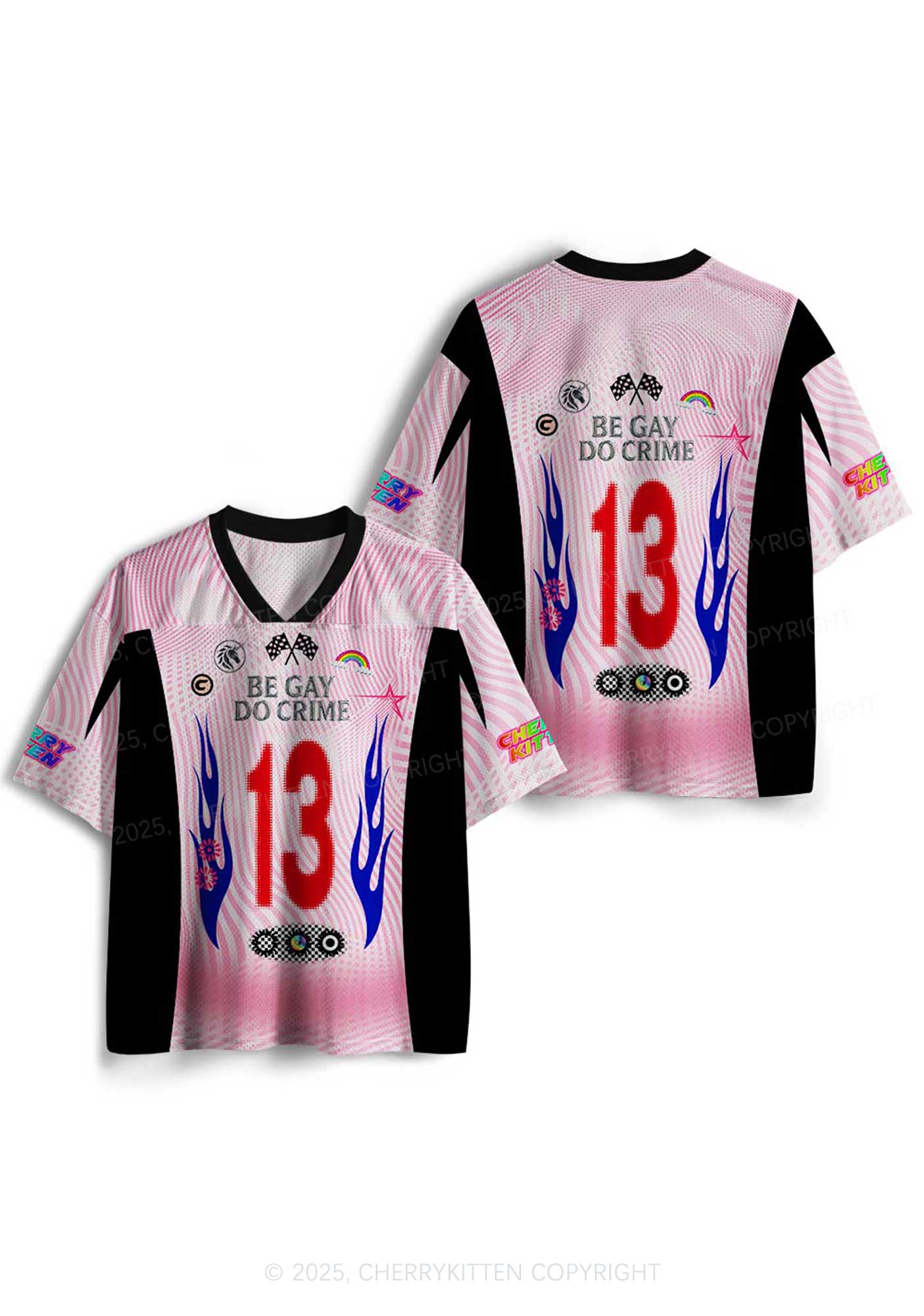 Be Gay Do Crime Pride Y2K Sport Jersey Shirts Cherrykitten - Image 3