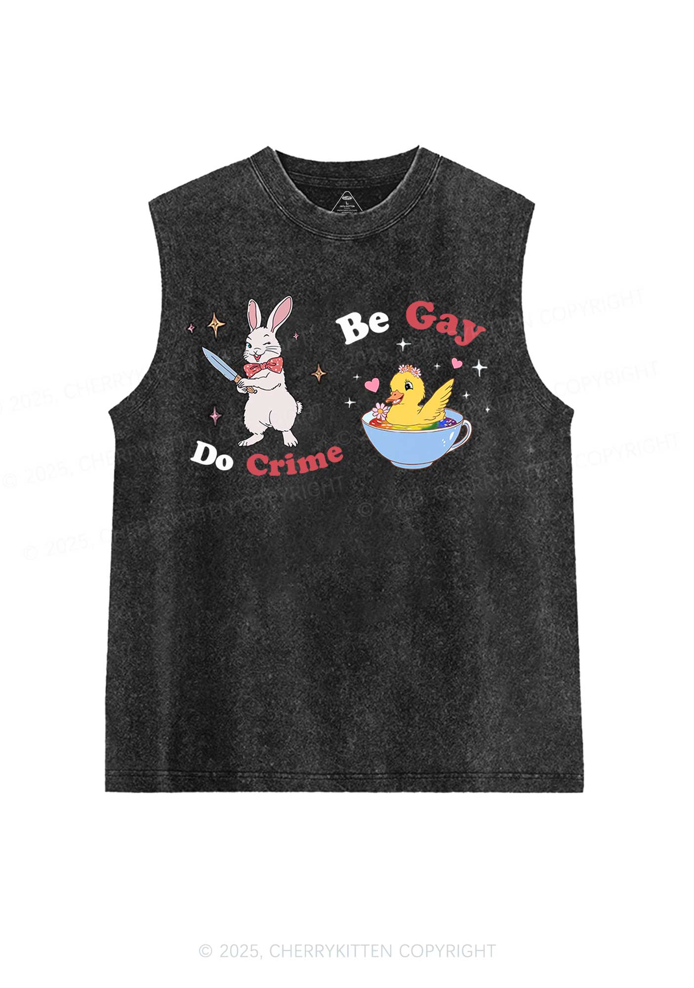 Be Gay Do Crime Pride Y2K Washed Muscle Tank Cherrykitten - Image 3