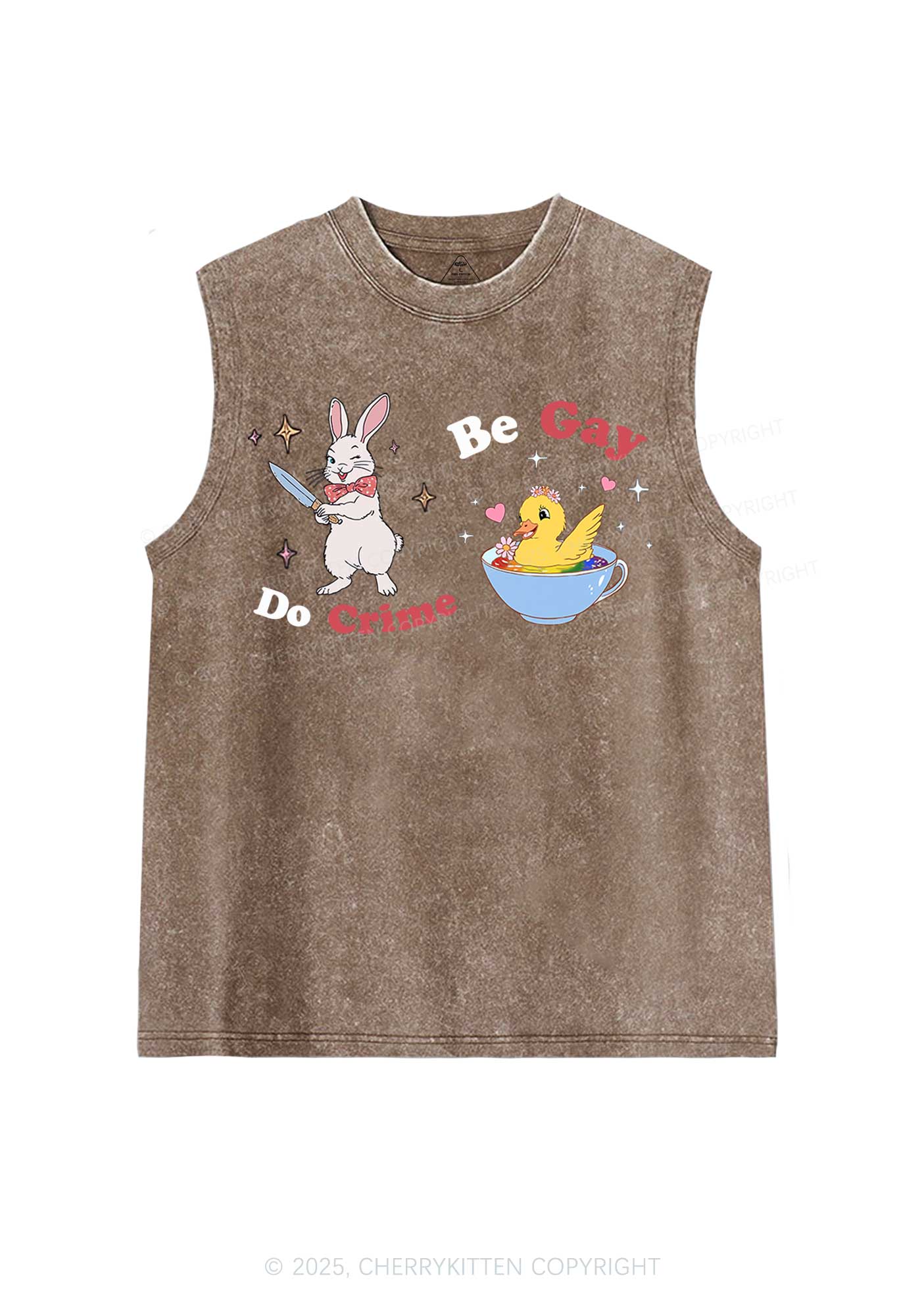 Be Gay Do Crime Pride Y2K Washed Muscle Tank Cherrykitten - Image 4