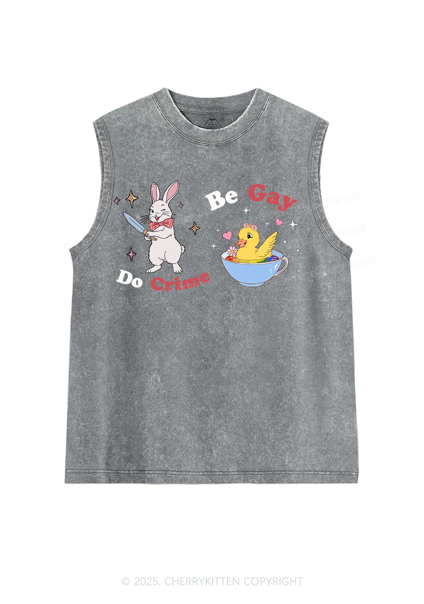 Be Gay Do Crime Pride Y2K Washed Muscle Tank Cherrykitten - Image 5