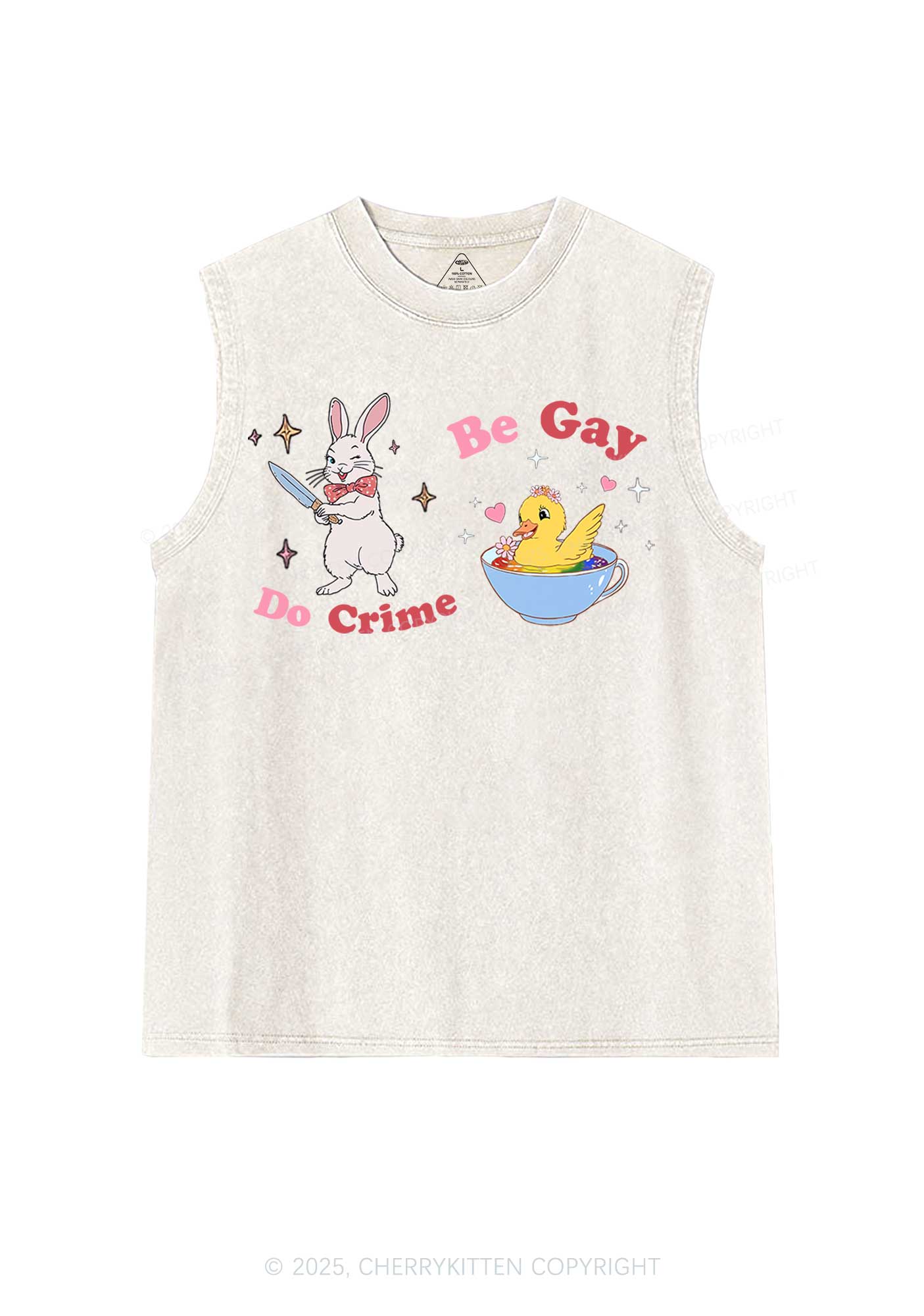Be Gay Do Crime Pride Y2K Washed Muscle Tank Cherrykitten - Image 6