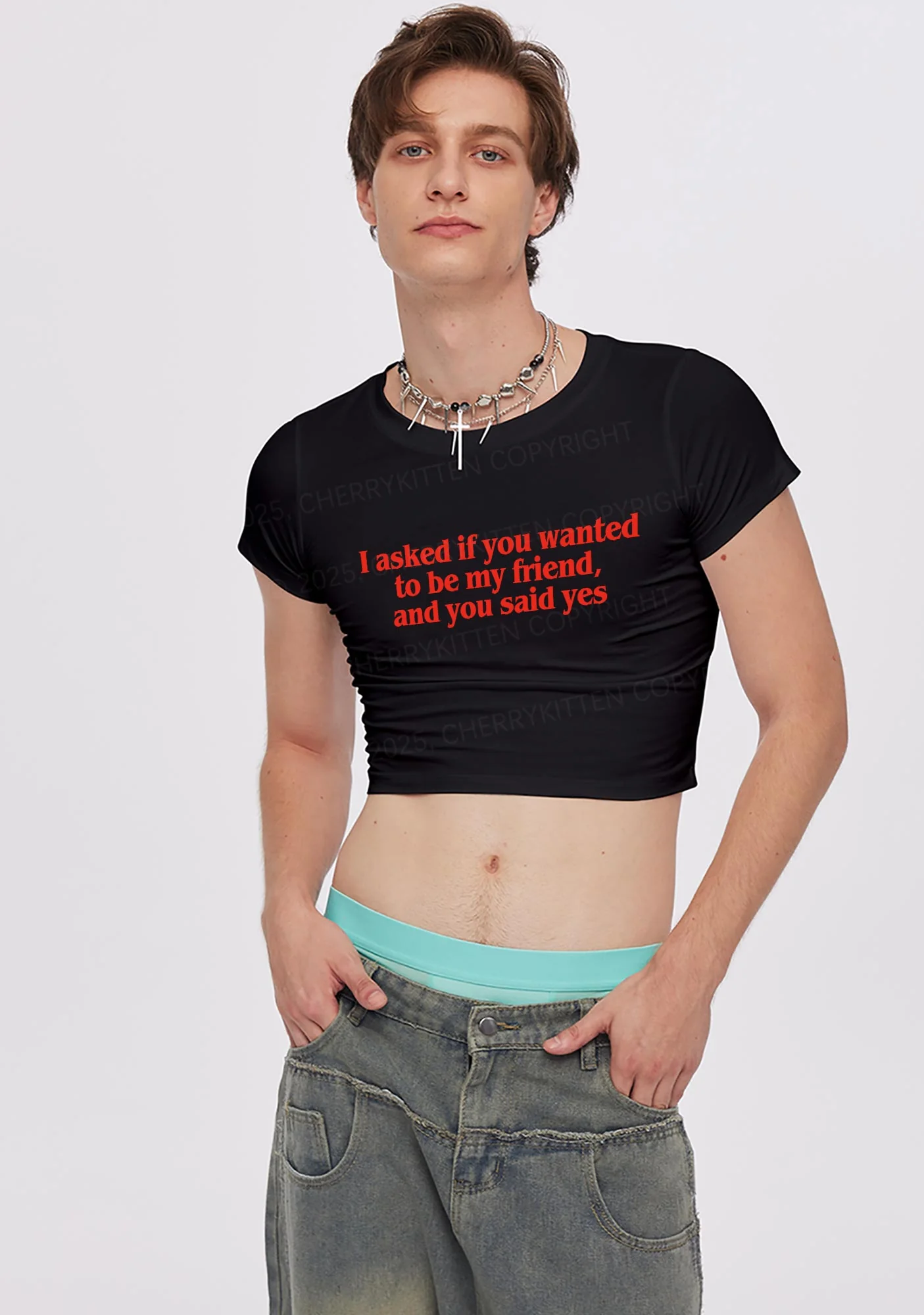 Be My Friend Y2K Baby Tee Cherrykitten - Image 2