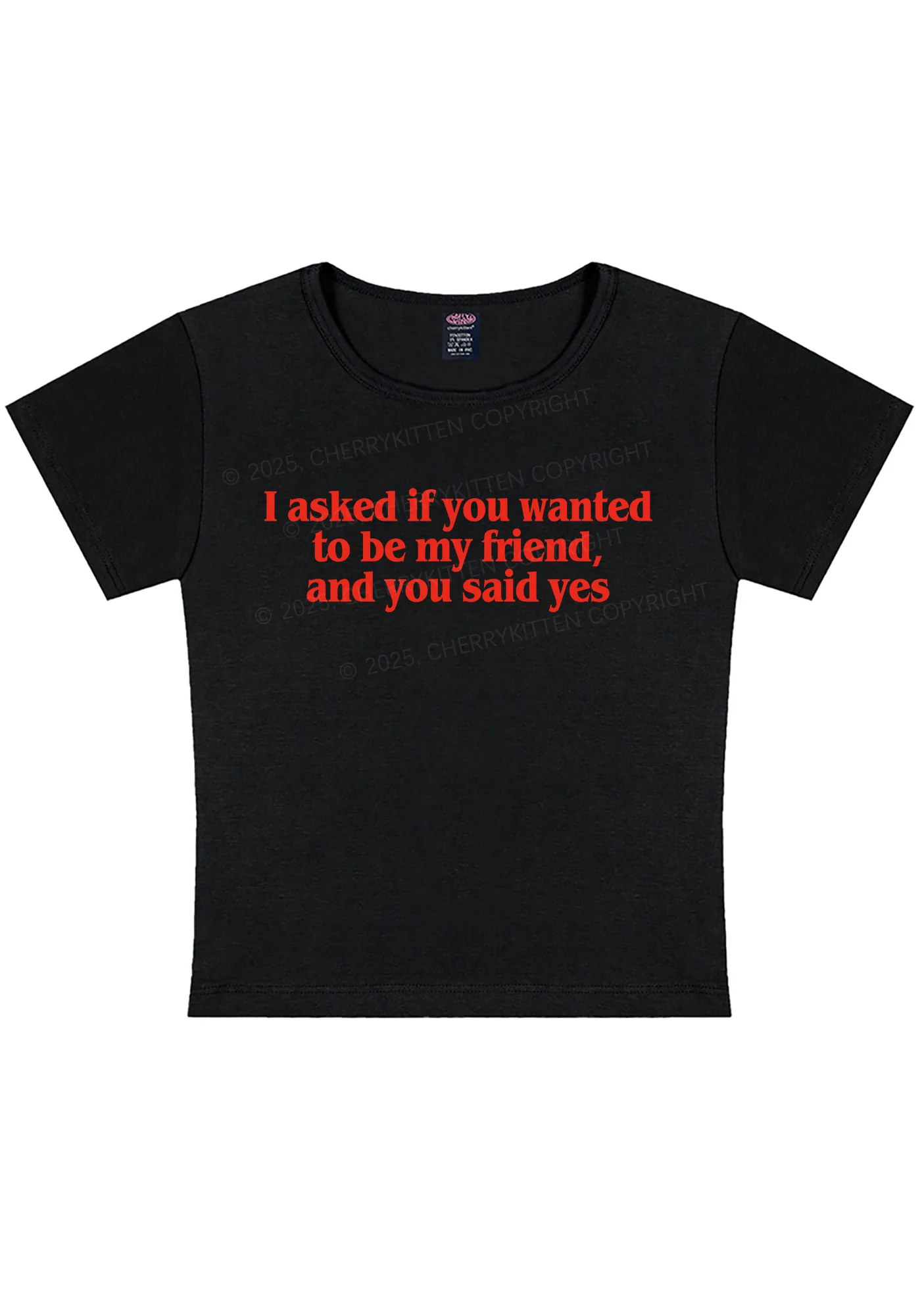 Be My Friend Y2K Baby Tee Cherrykitten - Image 3