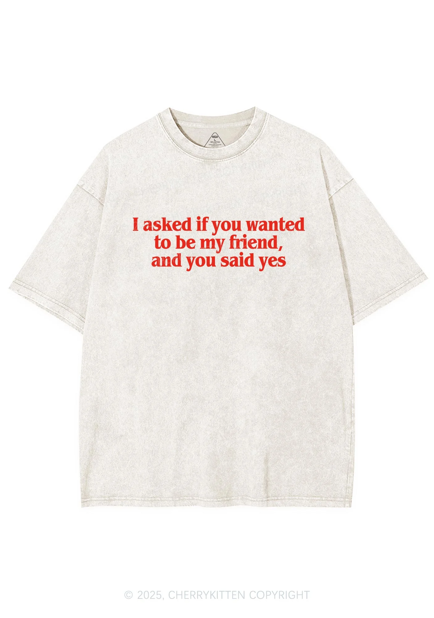 Be My Friend Y2K Shirts Washed Tee Cherrykitten - Image 3