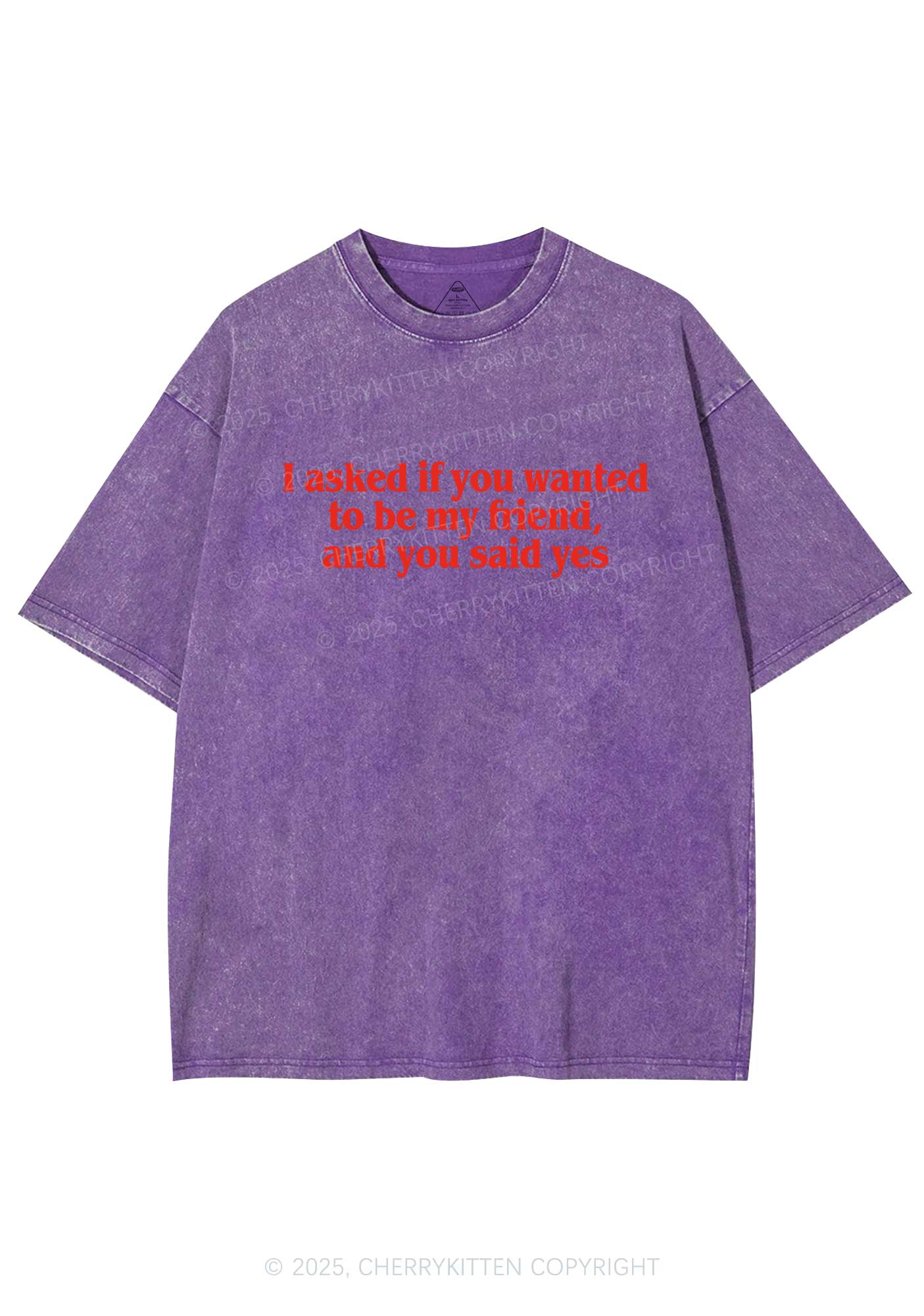 Be My Friend Y2K Shirts Washed Tee Cherrykitten - Image 5