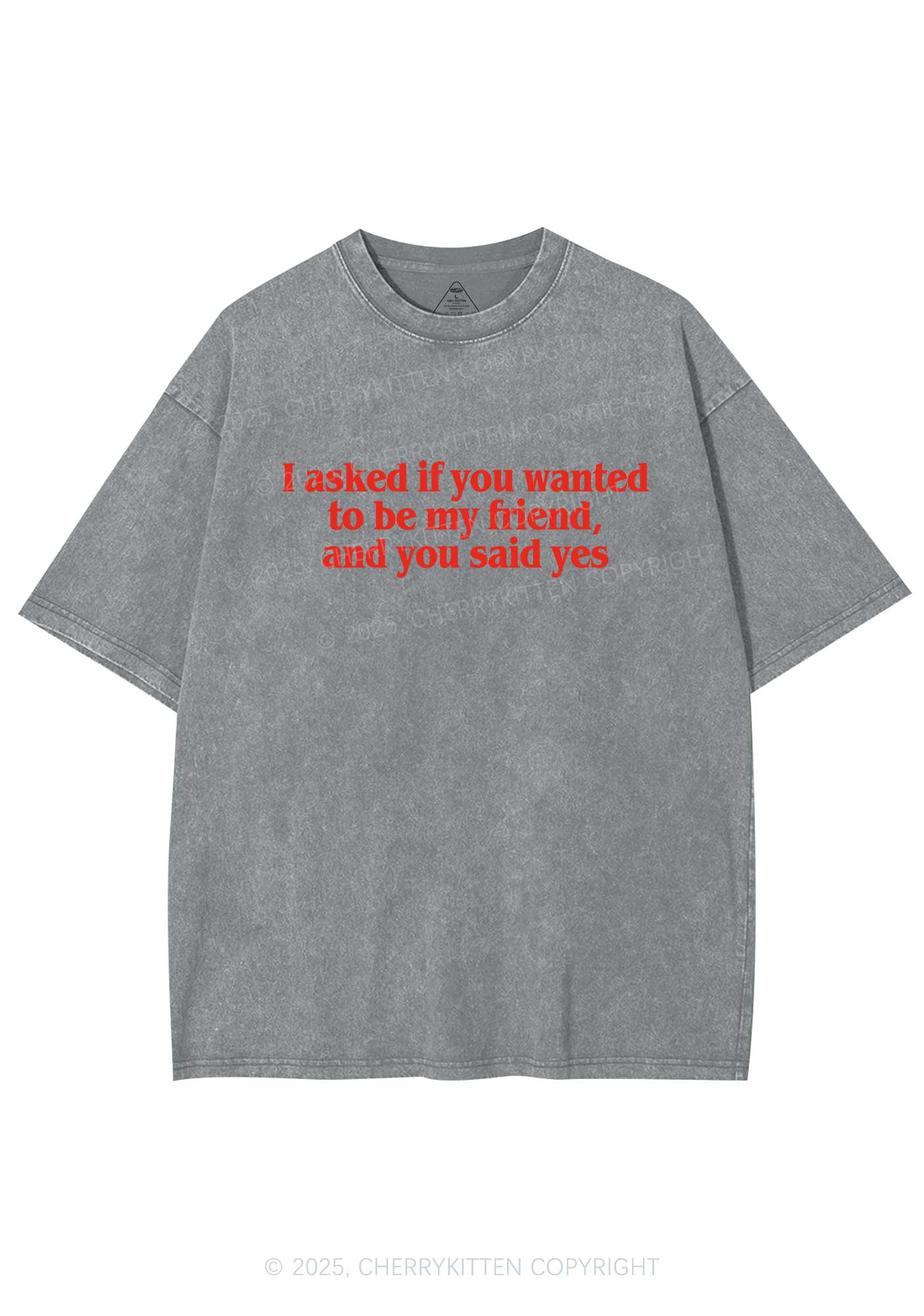 Be My Friend Y2K Shirts Washed Tee Cherrykitten - Image 6