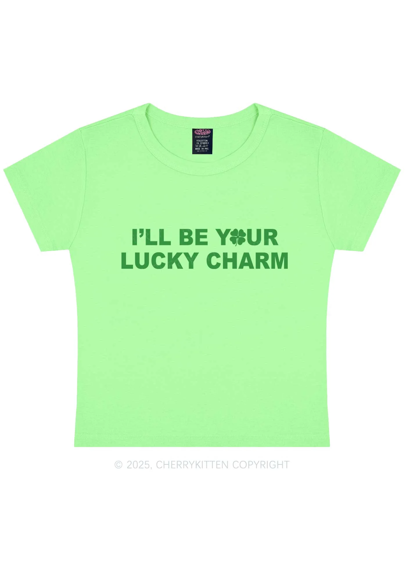 Be Your Lucky Charm St Patricks Y2K Baby Tee Cherrykitten - Image 10