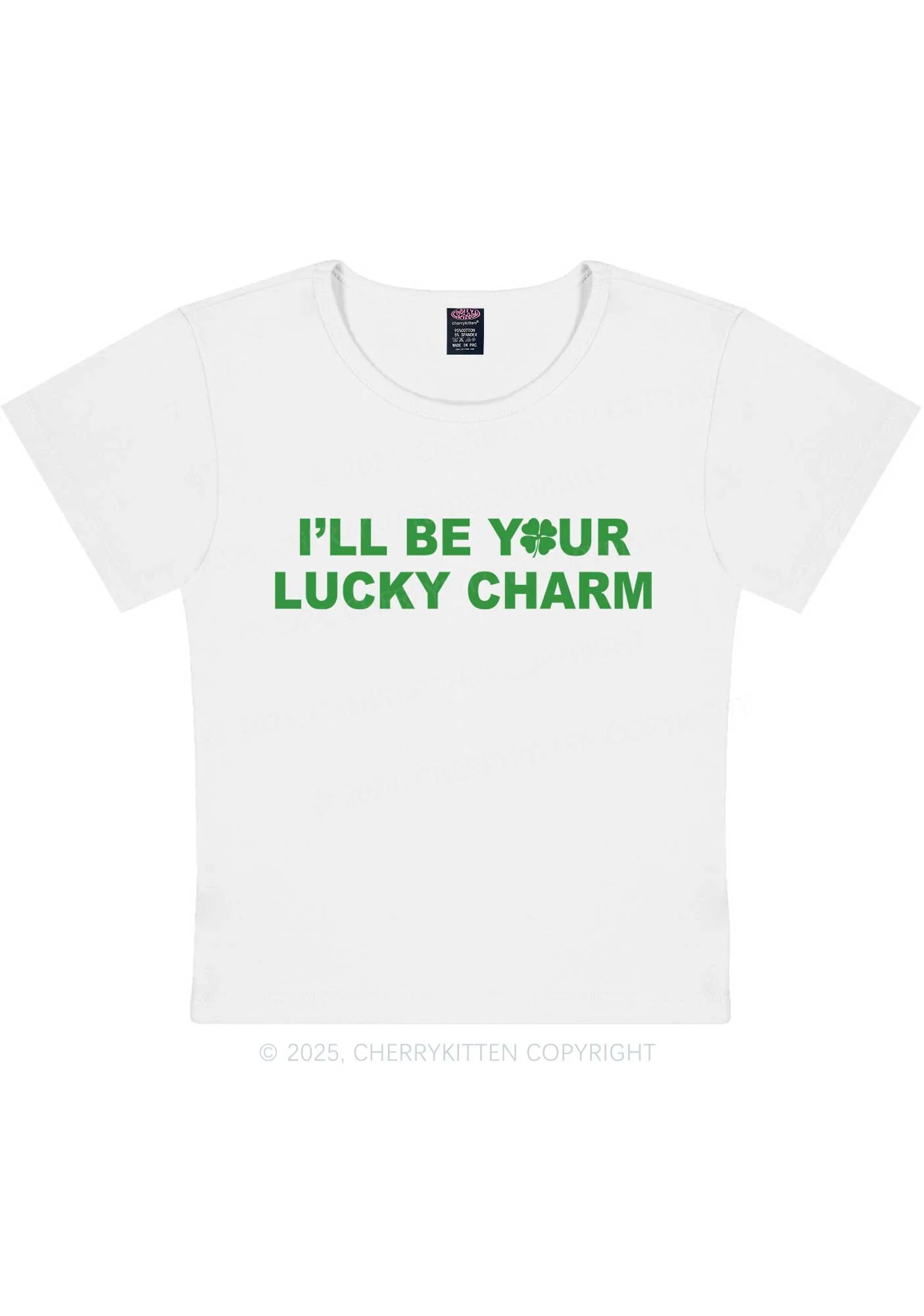 Be Your Lucky Charm St Patricks Y2K Baby Tee Cherrykitten - Image 4