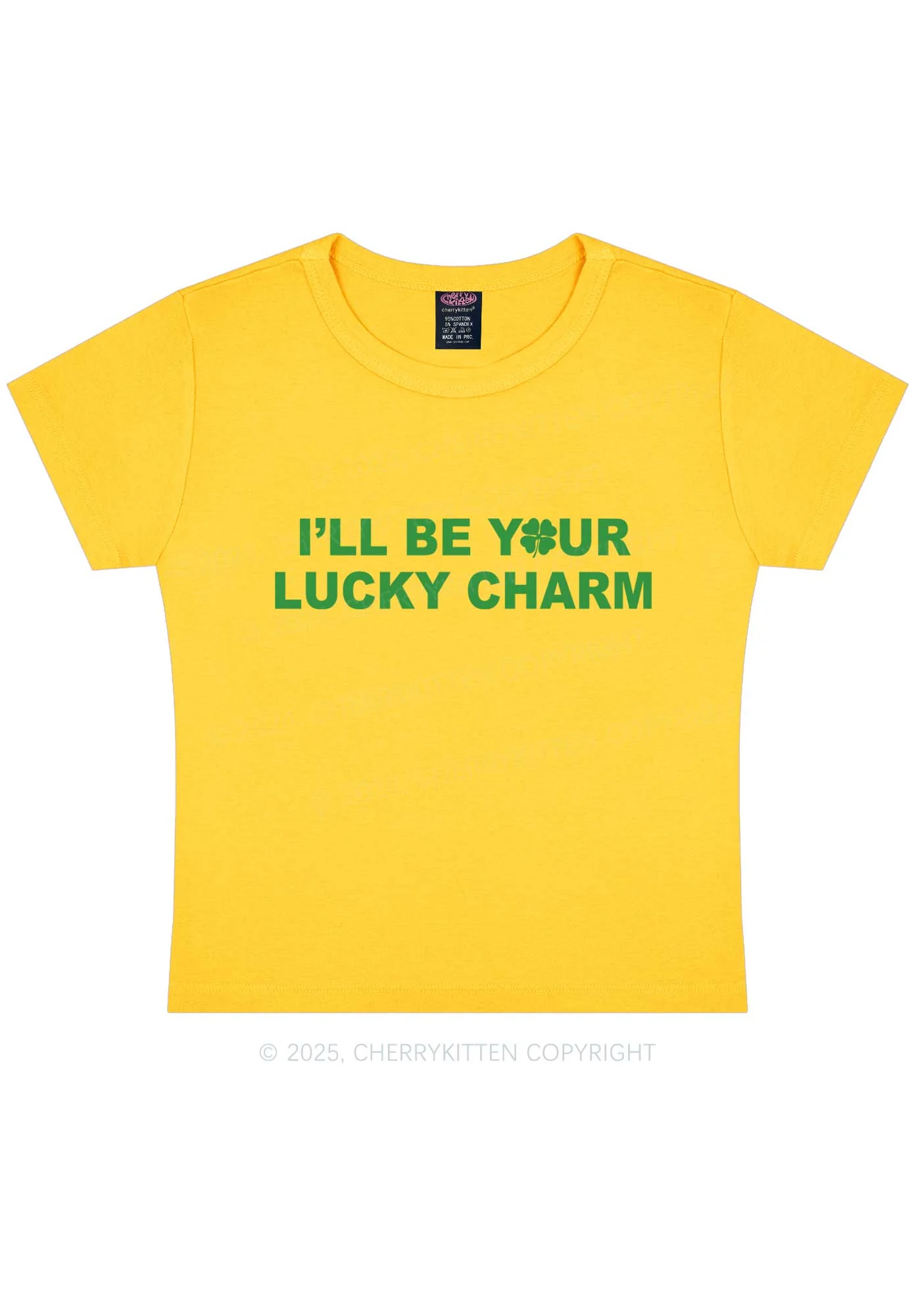 Be Your Lucky Charm St Patricks Y2K Baby Tee Cherrykitten - Image 5