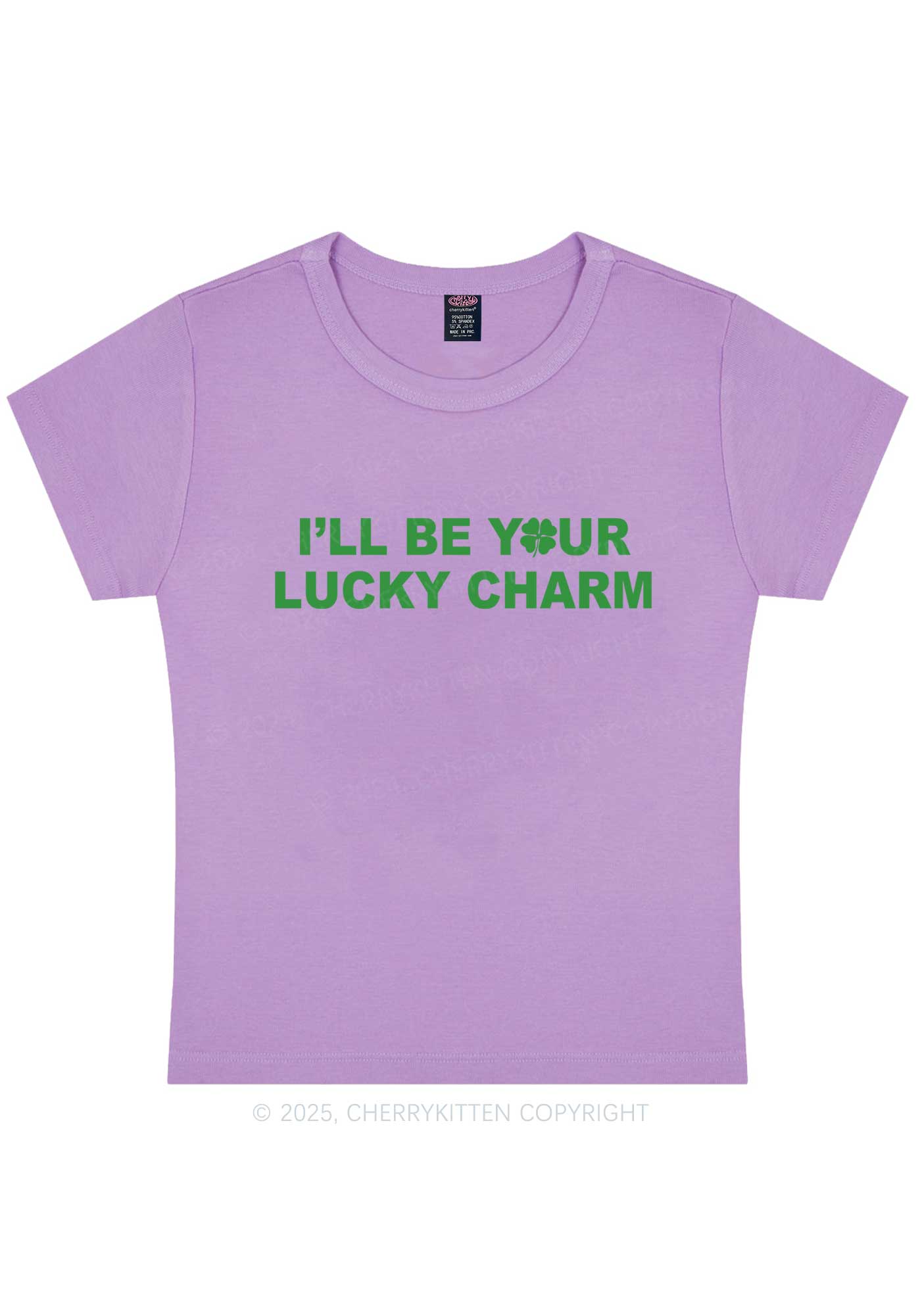 Be Your Lucky Charm St Patricks Y2K Baby Tee Cherrykitten - Image 6