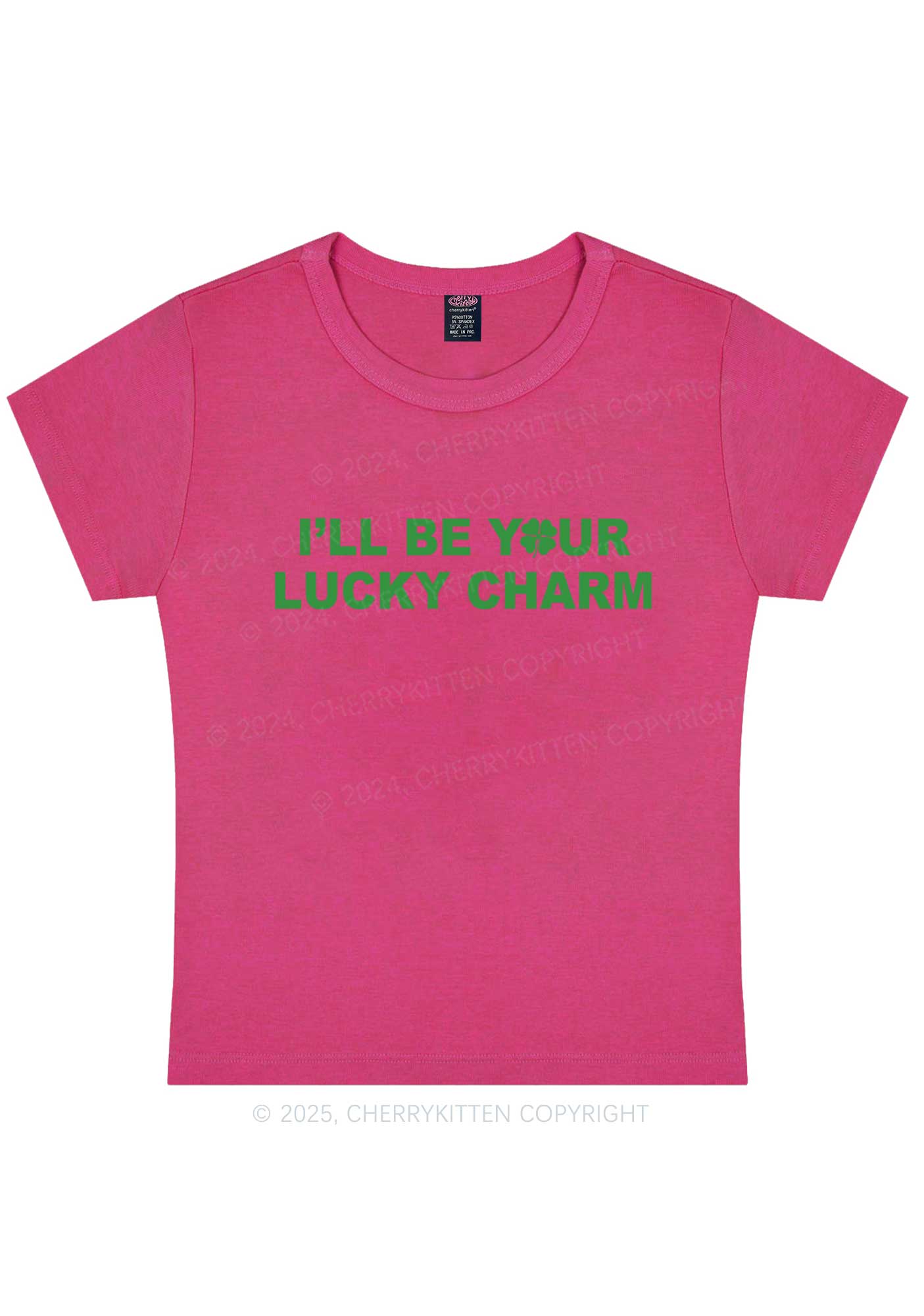 Be Your Lucky Charm St Patricks Y2K Baby Tee Cherrykitten - Image 7