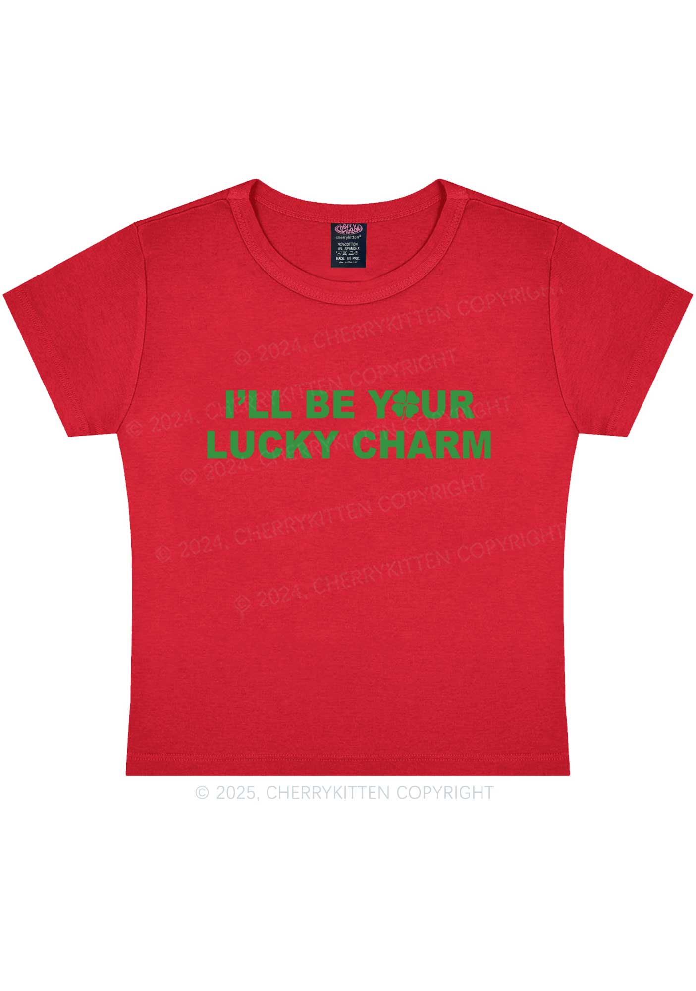 Be Your Lucky Charm St Patricks Y2K Baby Tee Cherrykitten - Image 8