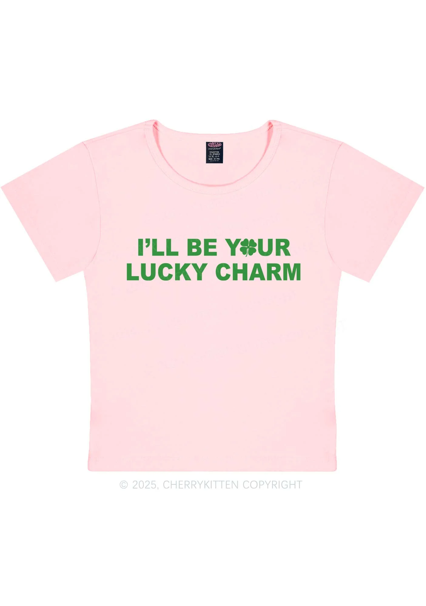 Be Your Lucky Charm St Patricks Y2K Baby Tee Cherrykitten - Image 9