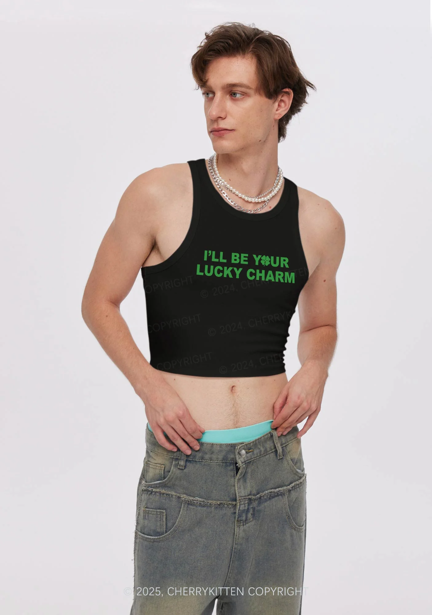 Be Your Lucky Charm St Patricks Y2K Crop Tank Top Cherrykitten - Image 3