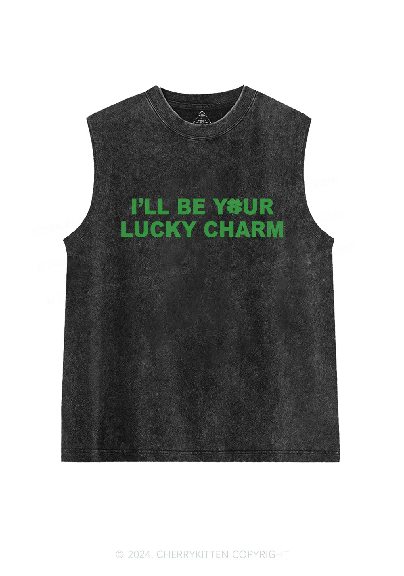 Be Your Lucky Charm St Patricks Y2K Washed Tank Cherrykitten - Image 3