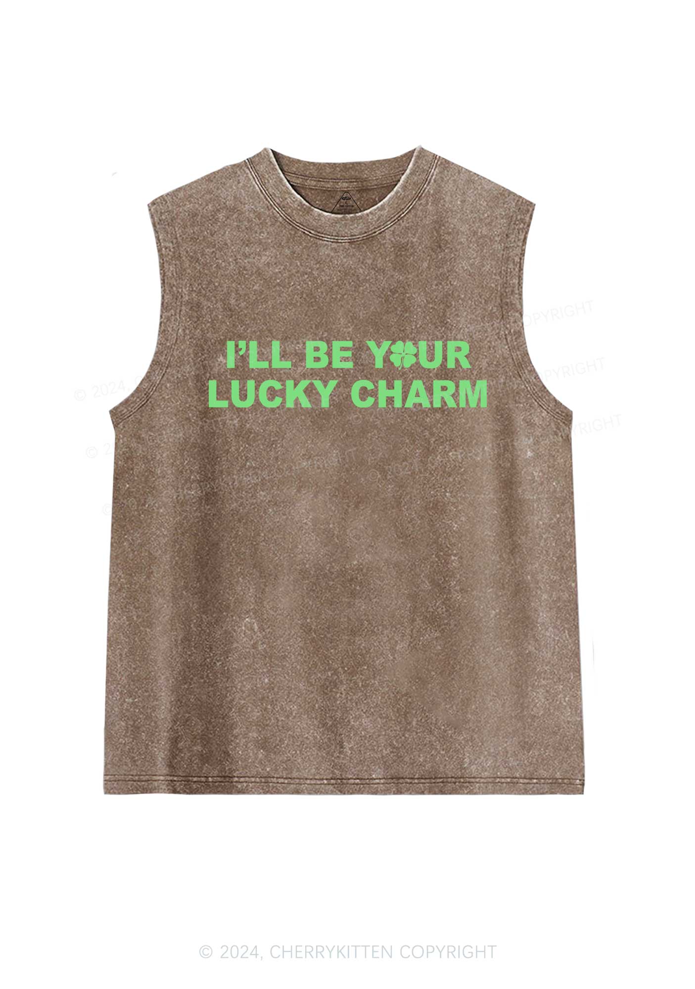 Be Your Lucky Charm St Patricks Y2K Washed Tank Cherrykitten - Image 5