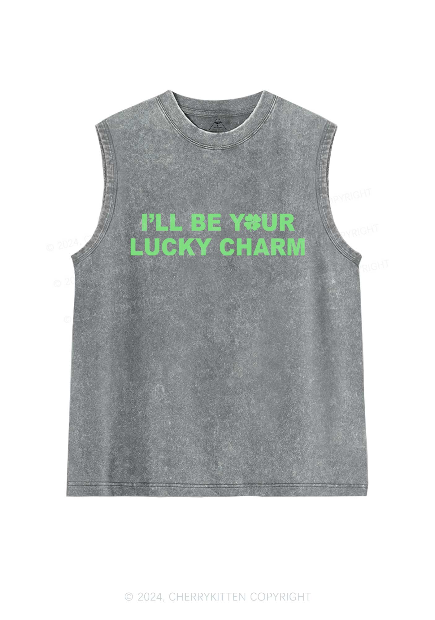 Be Your Lucky Charm St Patricks Y2K Washed Tank Cherrykitten - Image 6