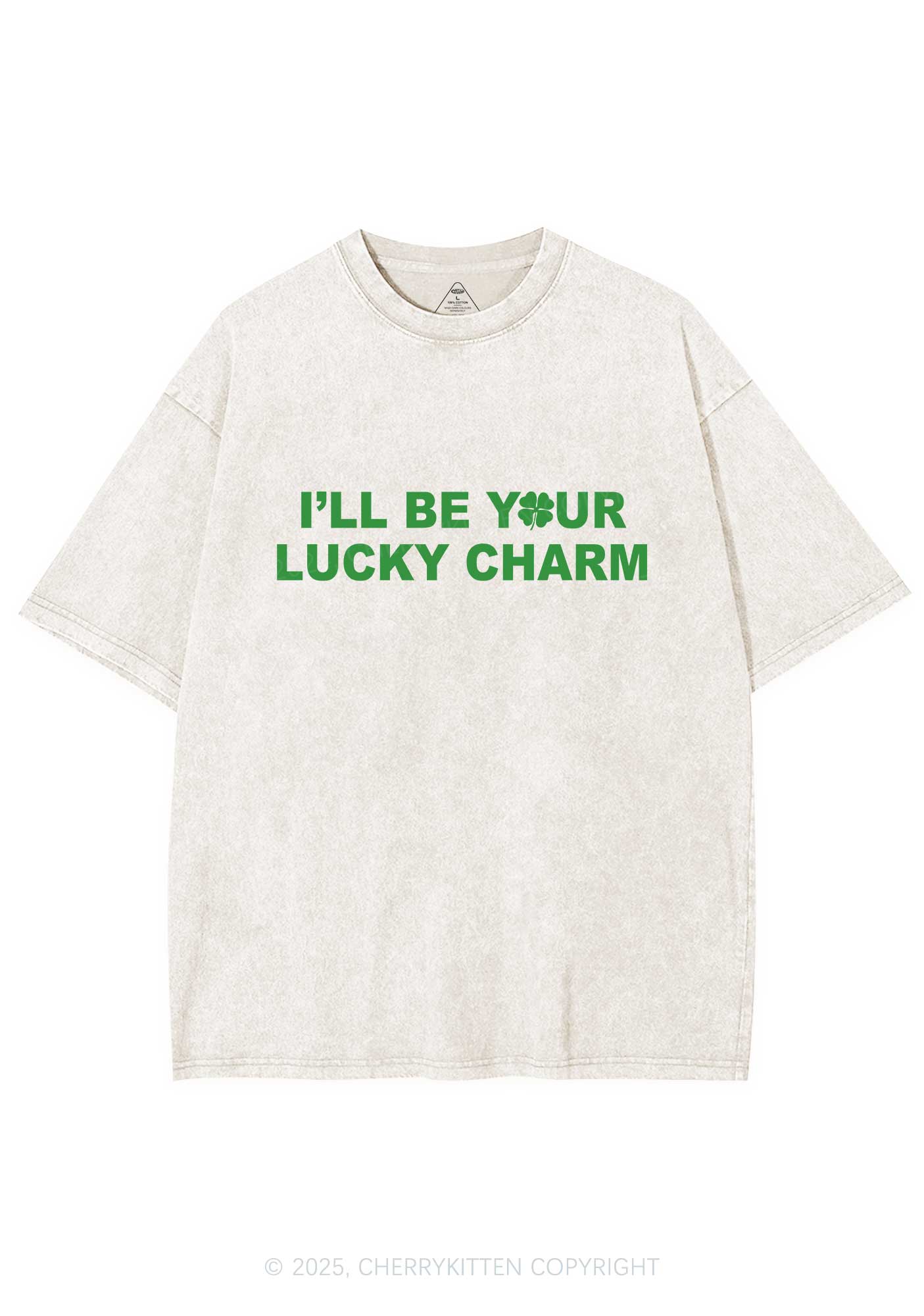 Be Your Lucky Charm St Patricks Y2K Washed Tee Cherrykitten - Image 4