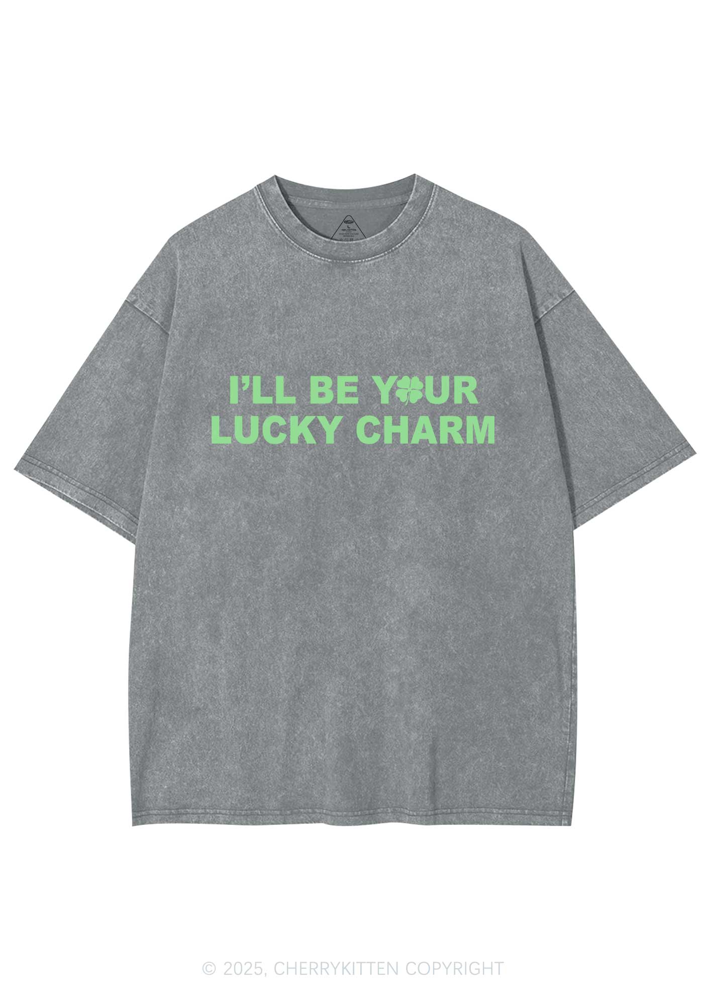 Be Your Lucky Charm St Patricks Y2K Washed Tee Cherrykitten - Image 8