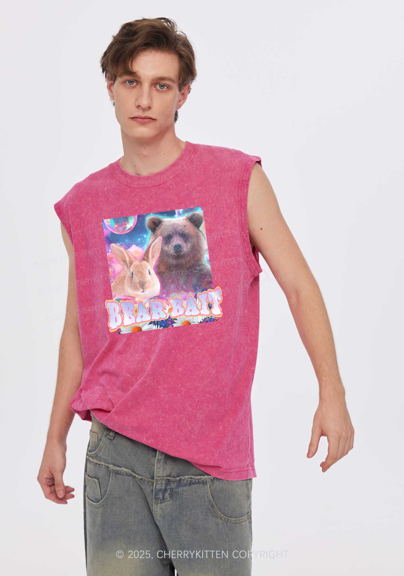 Bear Bait Pride Y2K Washed Muscle Tank Cherrykitten - Image 2
