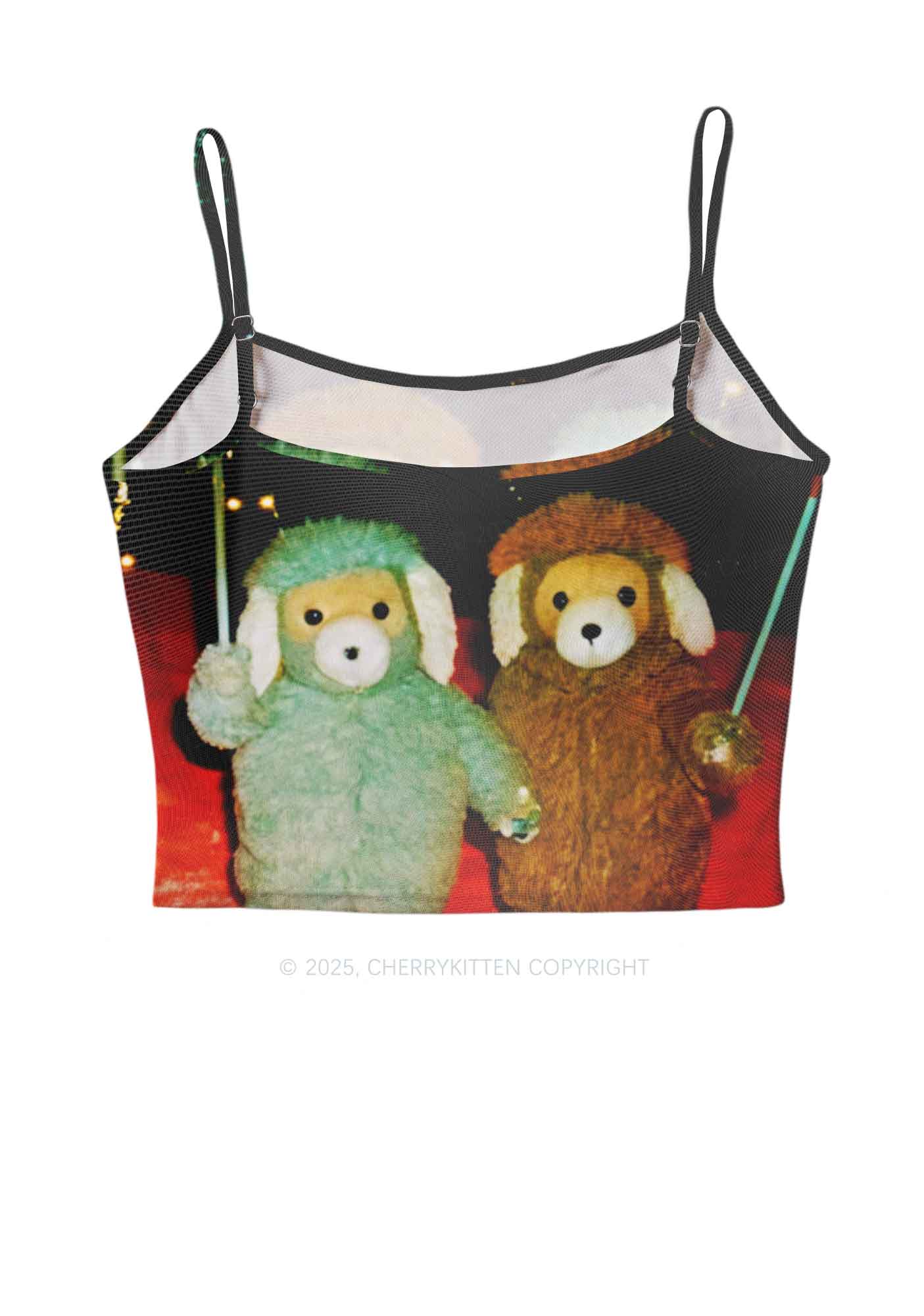 Bear Friends Y2K Mesh Cami Tank Cherrykitten - Image 2