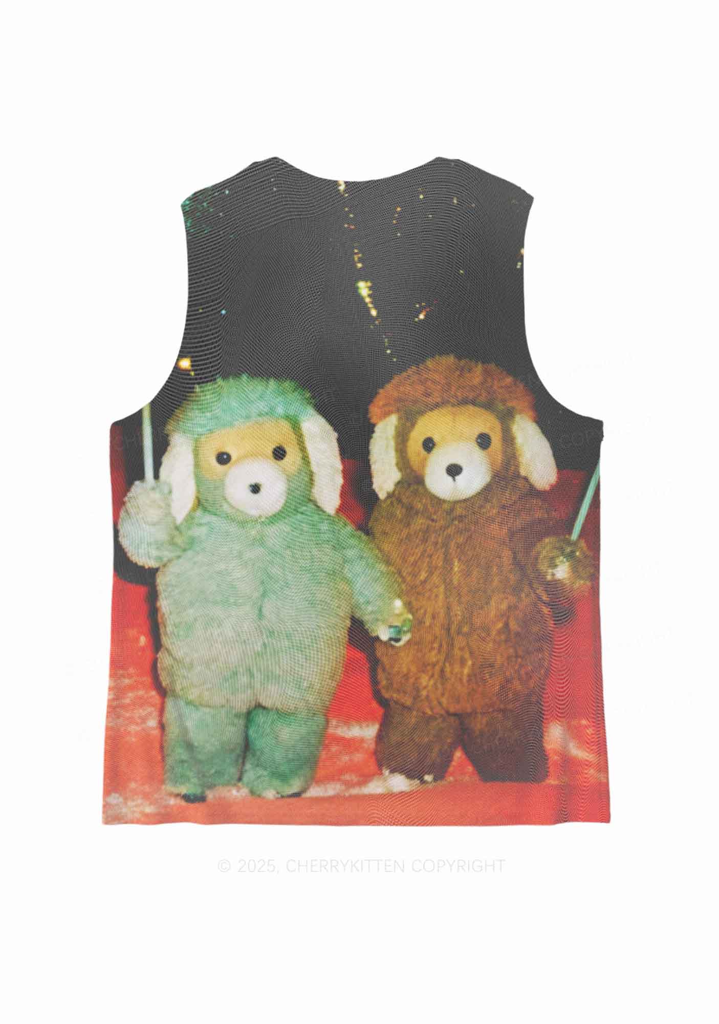 Bear Friends Y2K Mesh Muscle Tank Cherrykitten - Image 3