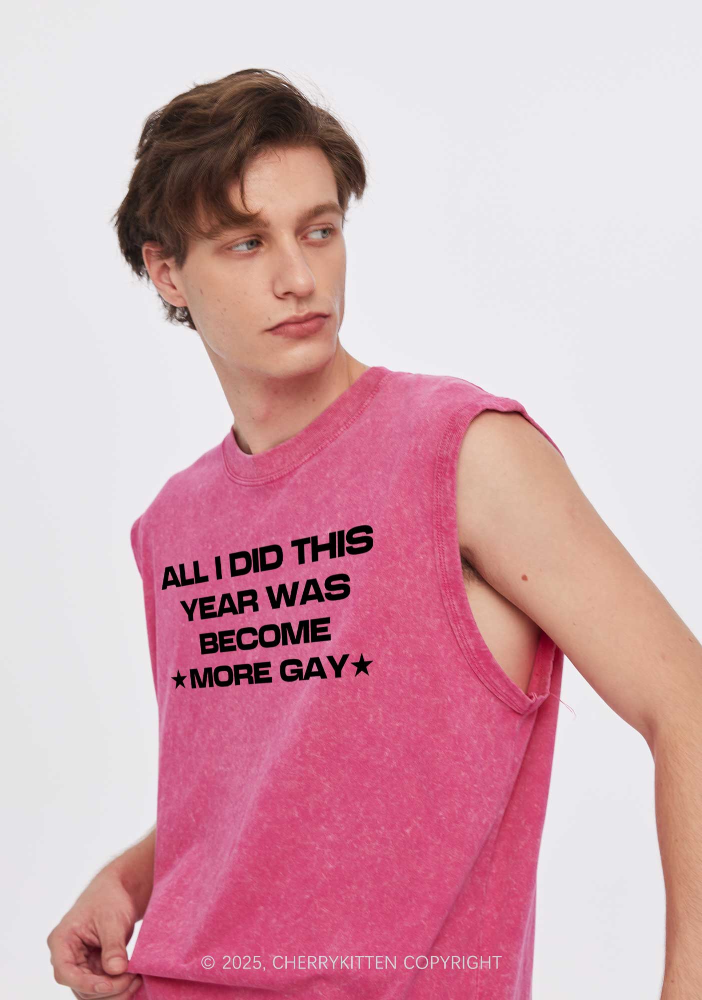 Become More Gay Pride Y2K Washed Muscle Tank Cherrykitten - Image 2