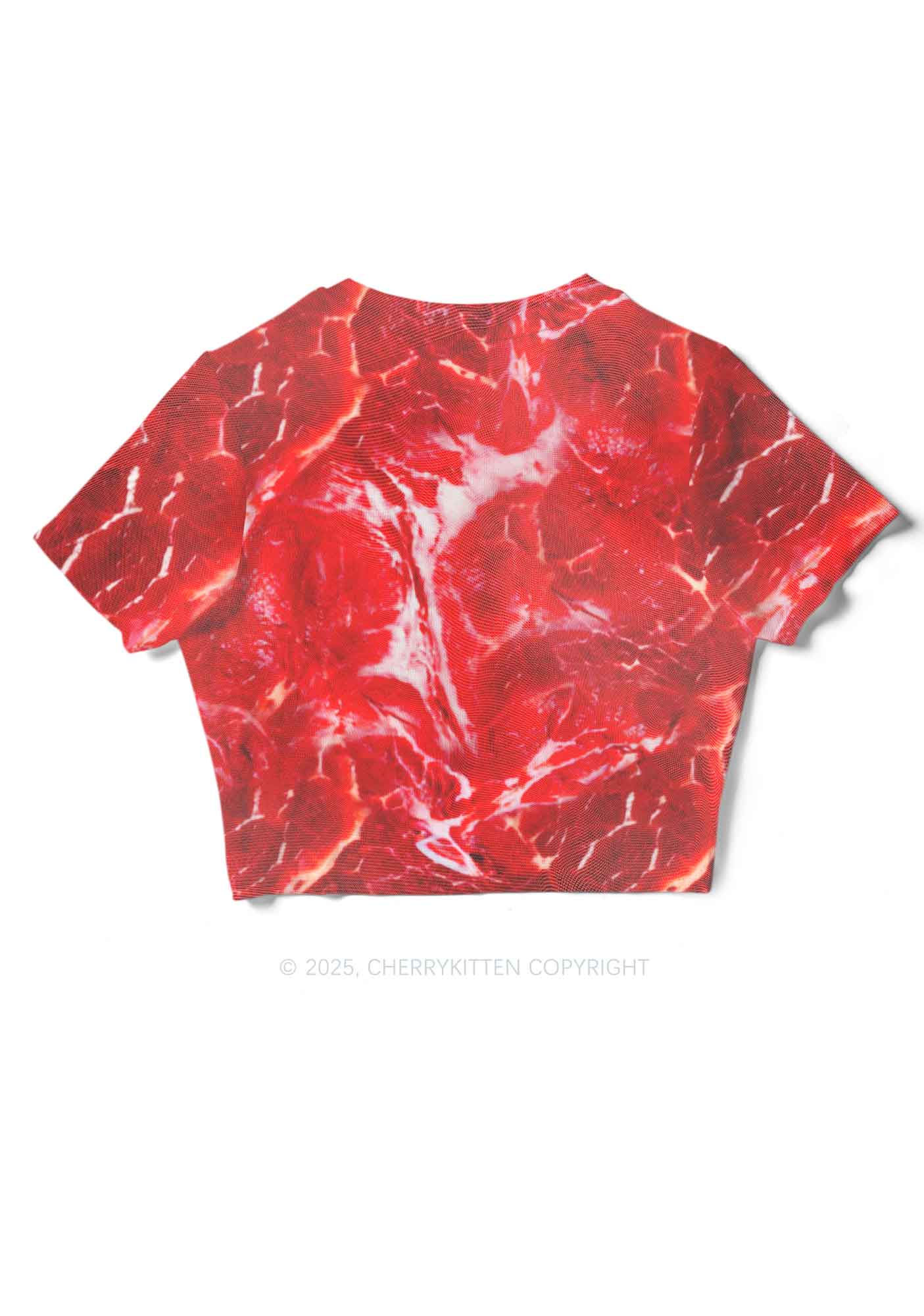 Beef Steak Texture Y2K Mesh Crop Top Cherrykitten - Image 5