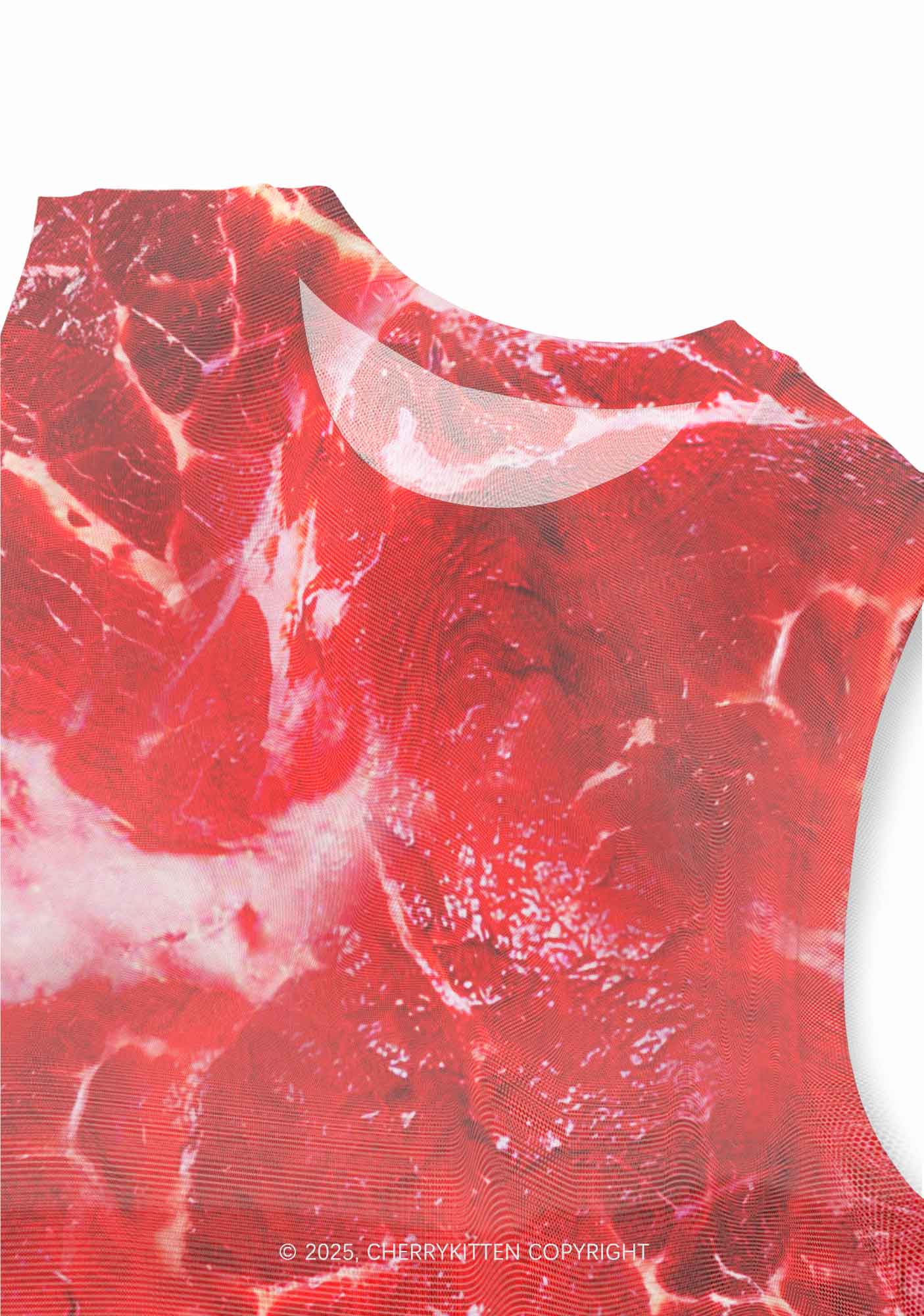 Beef Steak Texture Y2K Mesh Muscle Tank Cherrykitten - Image 3